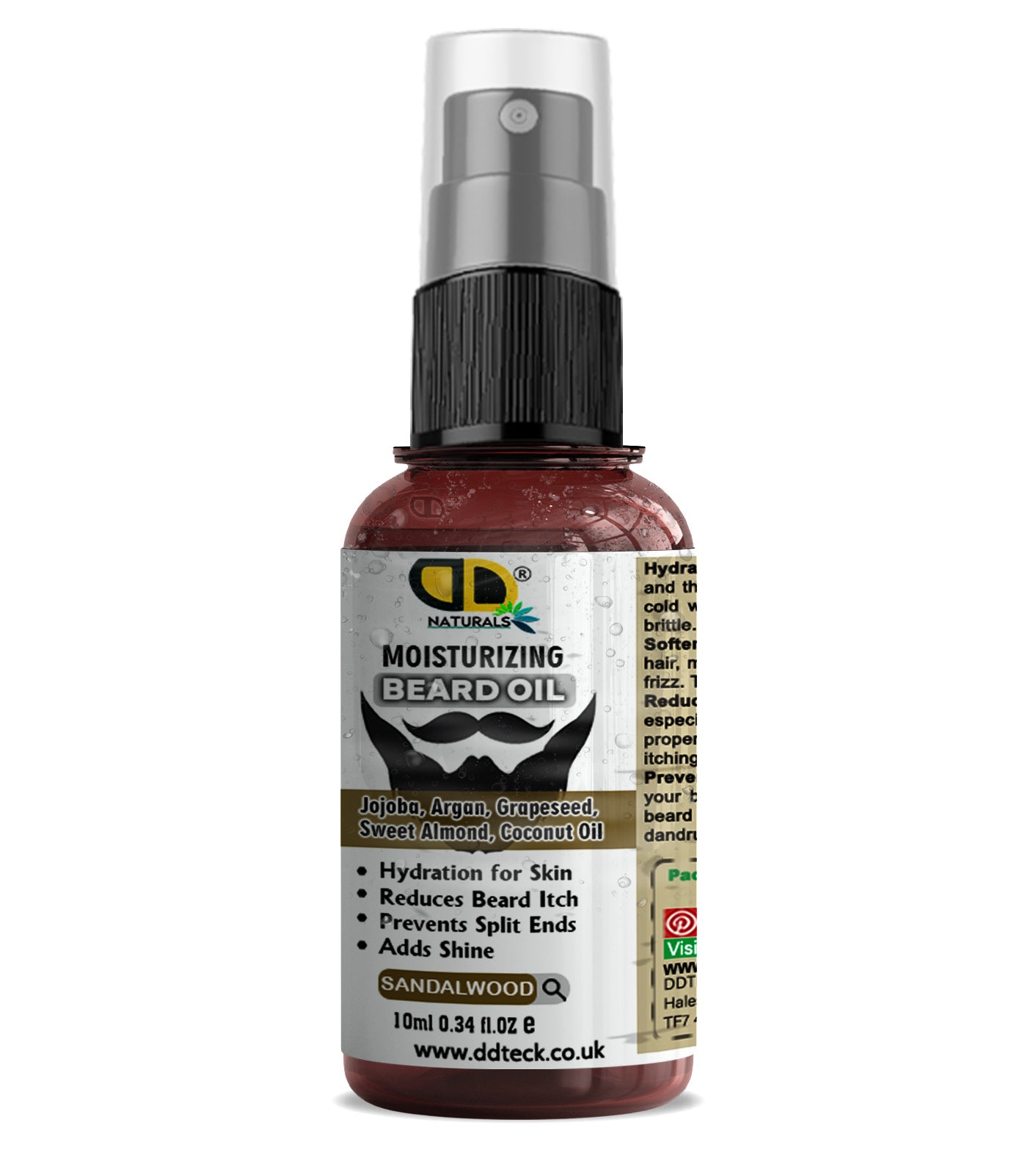 Moisturizing Beard Oil with Jojoba, Argan & Coconut Oil – Sandalwood Scent | Hydrating & Anti-Itch Beard Care