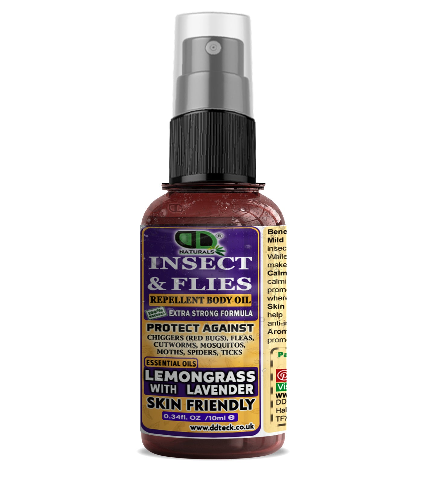 Insect & Flies Repellent Body Oil | Lemongrass & Lavender Essential Oils | Natural Bug Protection