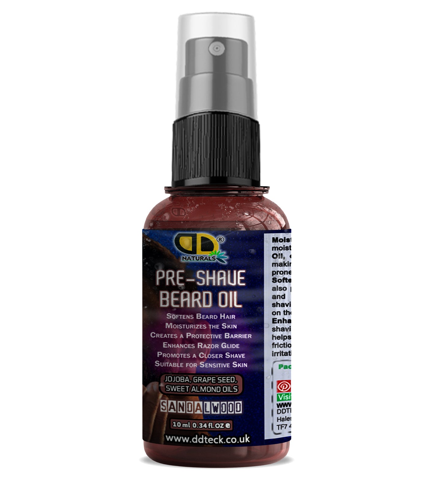 Pre-Shave Beard Oil with Jojoba, Grapeseed & Sweet Almond Oils – Sandalwood | Smooth & Protective Shave