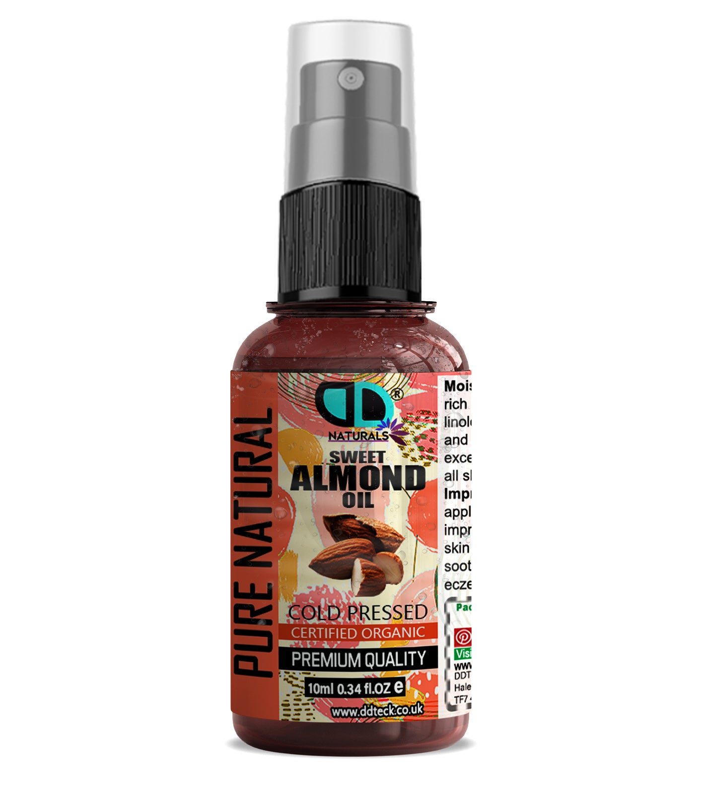 Pure Natural Sweet Almond Oil - Cold Pressed & Certified Organic