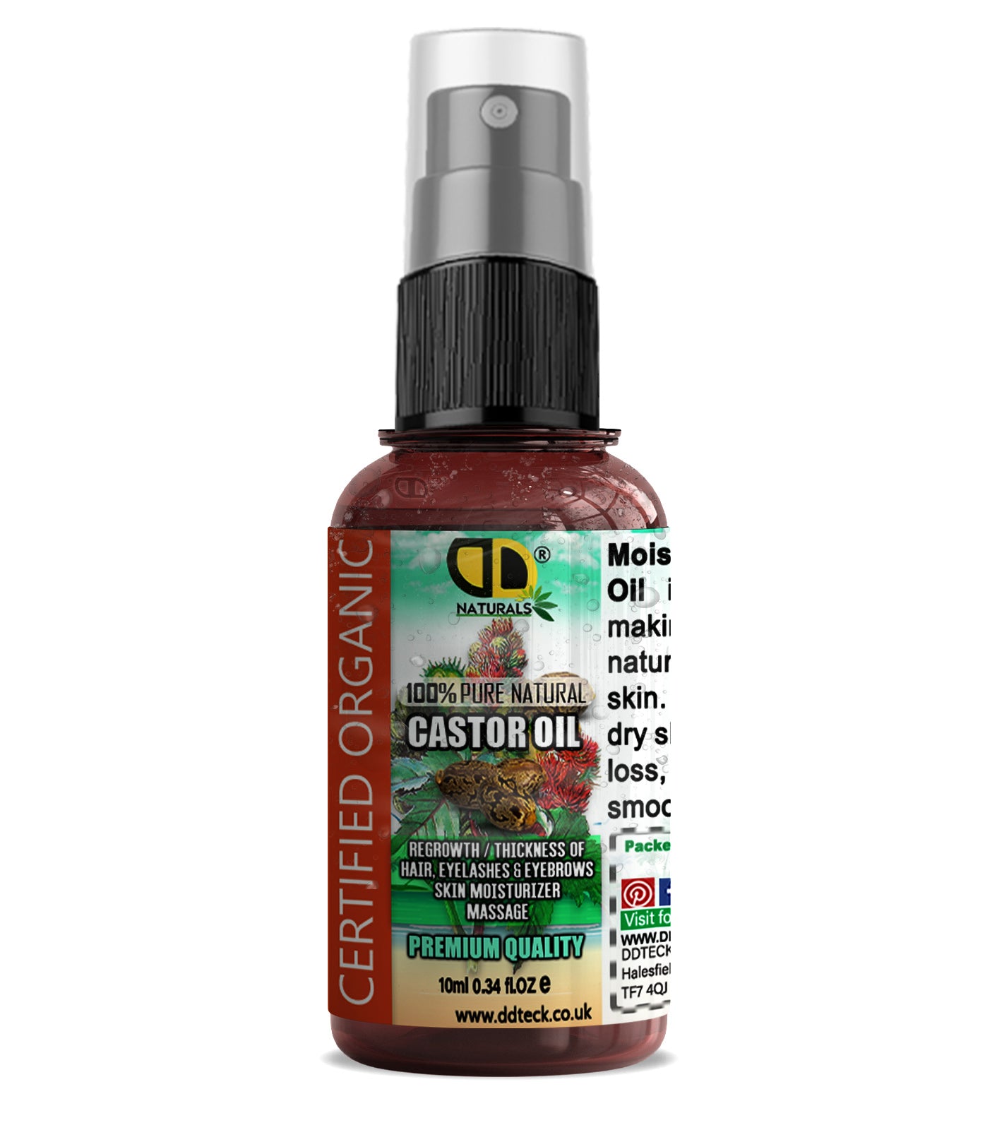 100% Pure Natural Castor Oil – Certified Organic Hair & Lash Growth Treatment