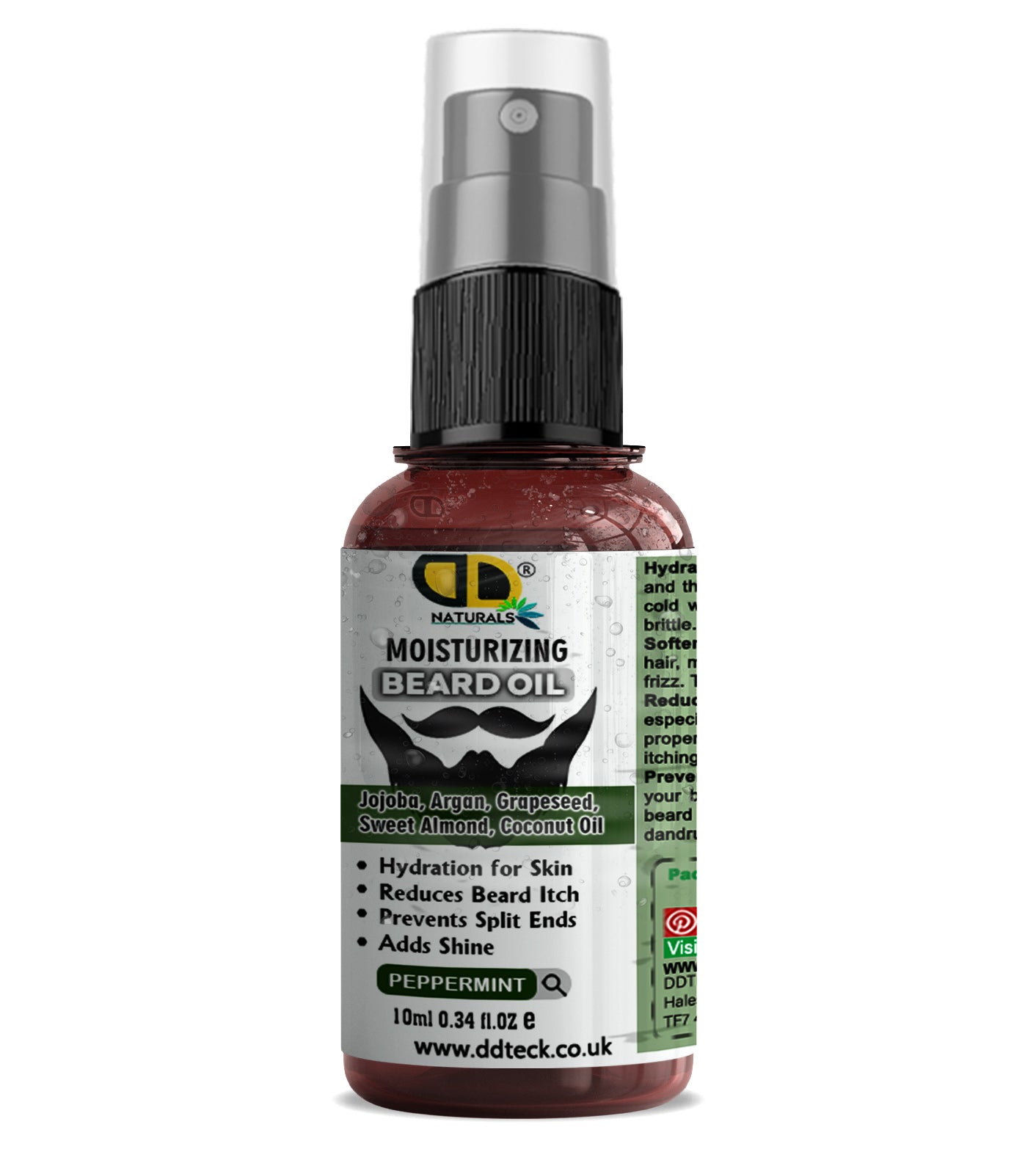 Moisturizing Peppermint Beard Oil - Premium Blend with Jojoba, Argan & Coconut Oil