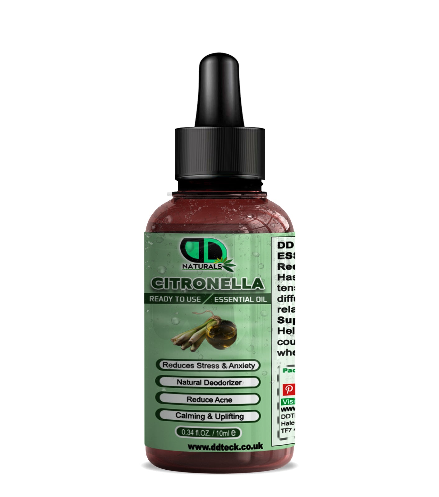 100% Pure Citronella Essential Oil – Natural Deodorizer & Stress Relief