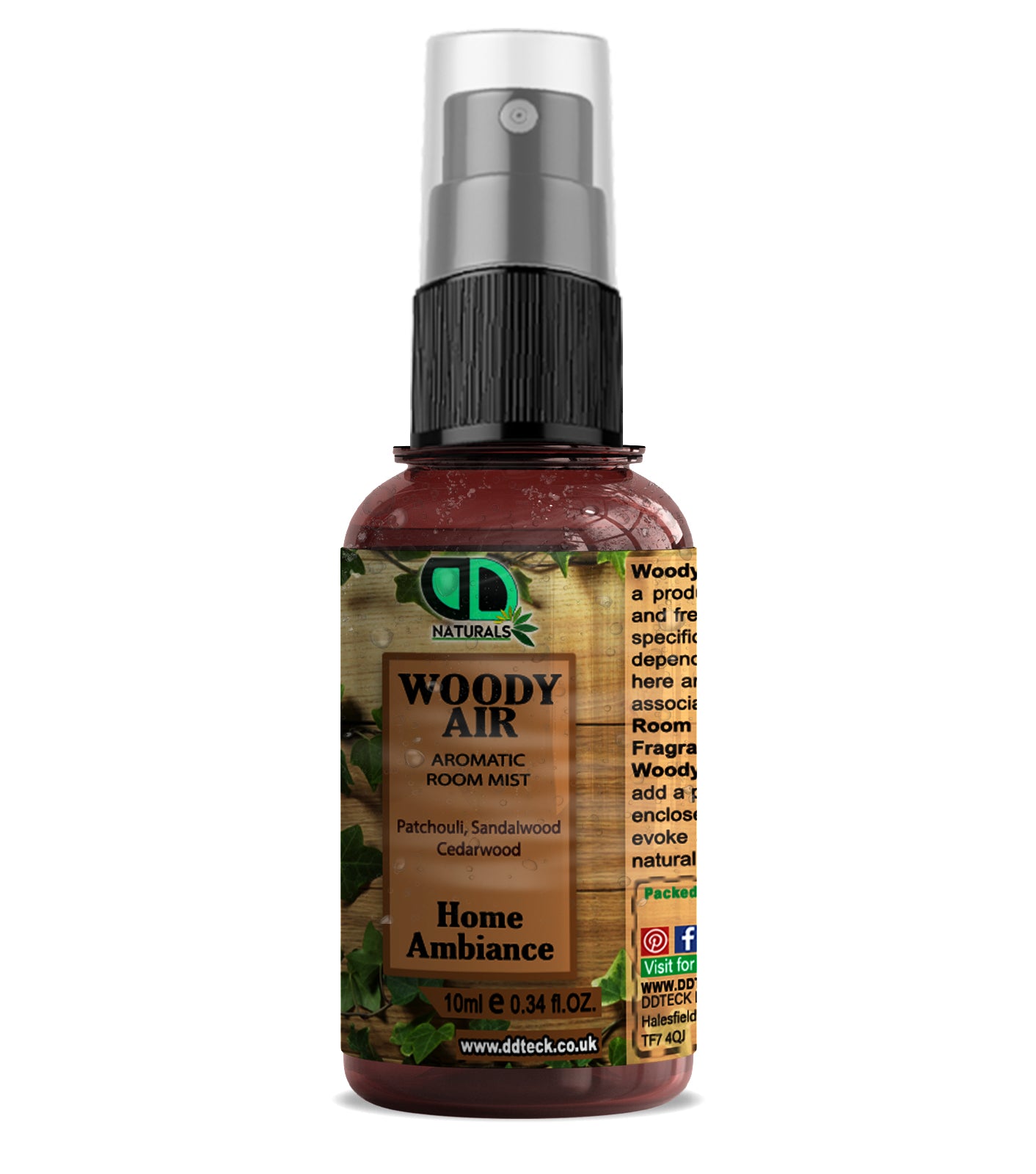 Woody Air Aromatic Room Mist - Home Ambiance with Patchouli, Sandalwood & Cedarwood