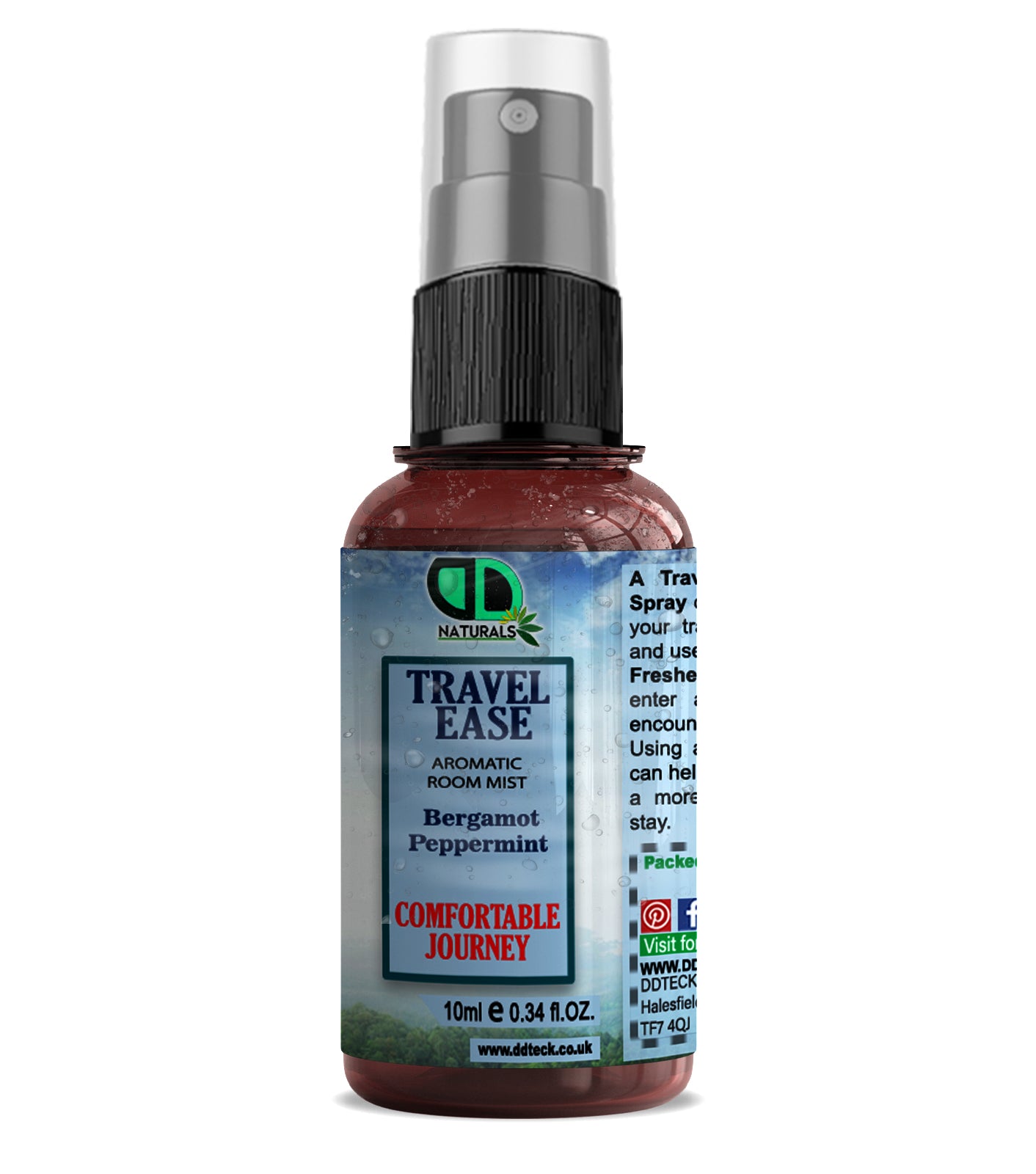 Travel Ease Aromatic Room Mist – Bergamot & Peppermint for a Comfortable Journey