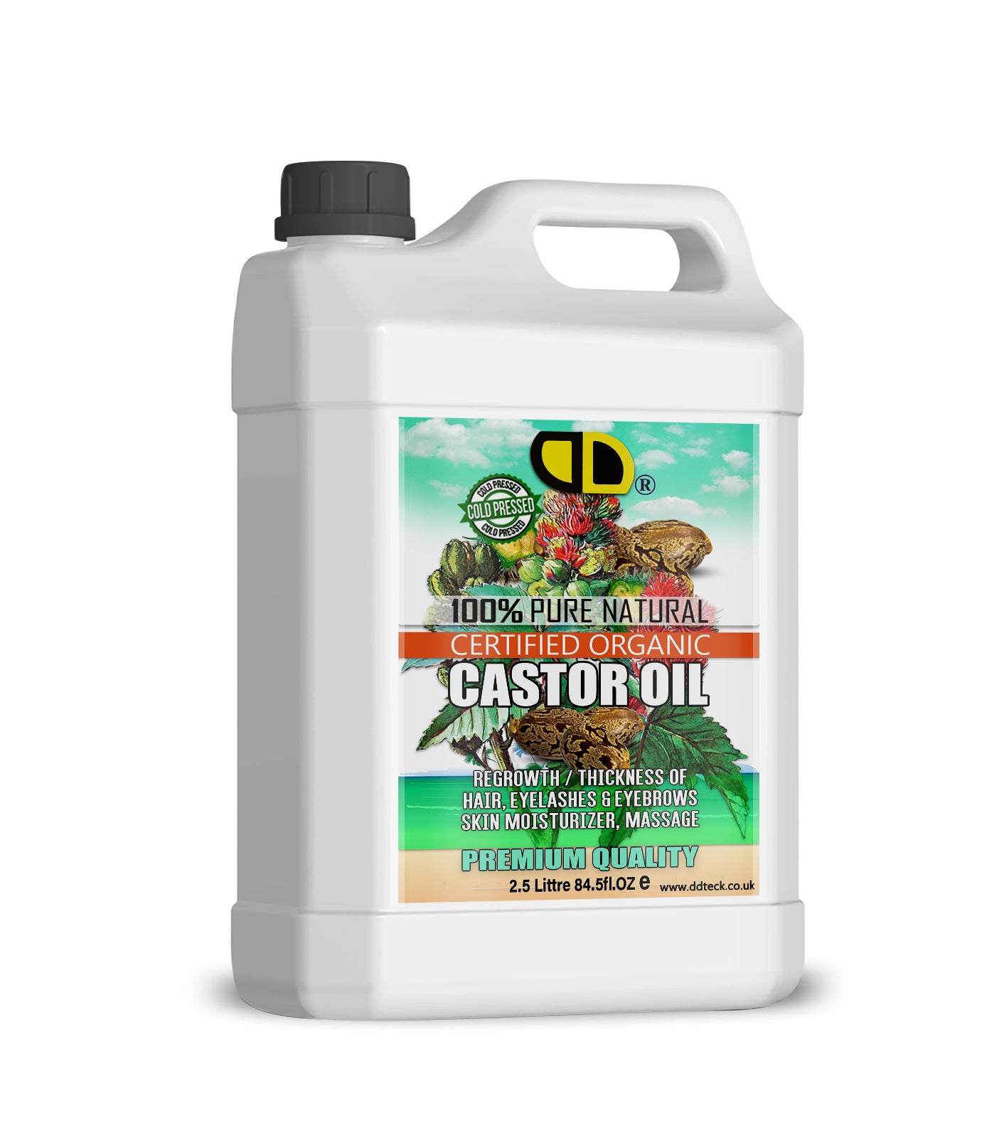 100% Pure Natural Castor Oil – Certified Organic Hair & Lash Growth Treatment