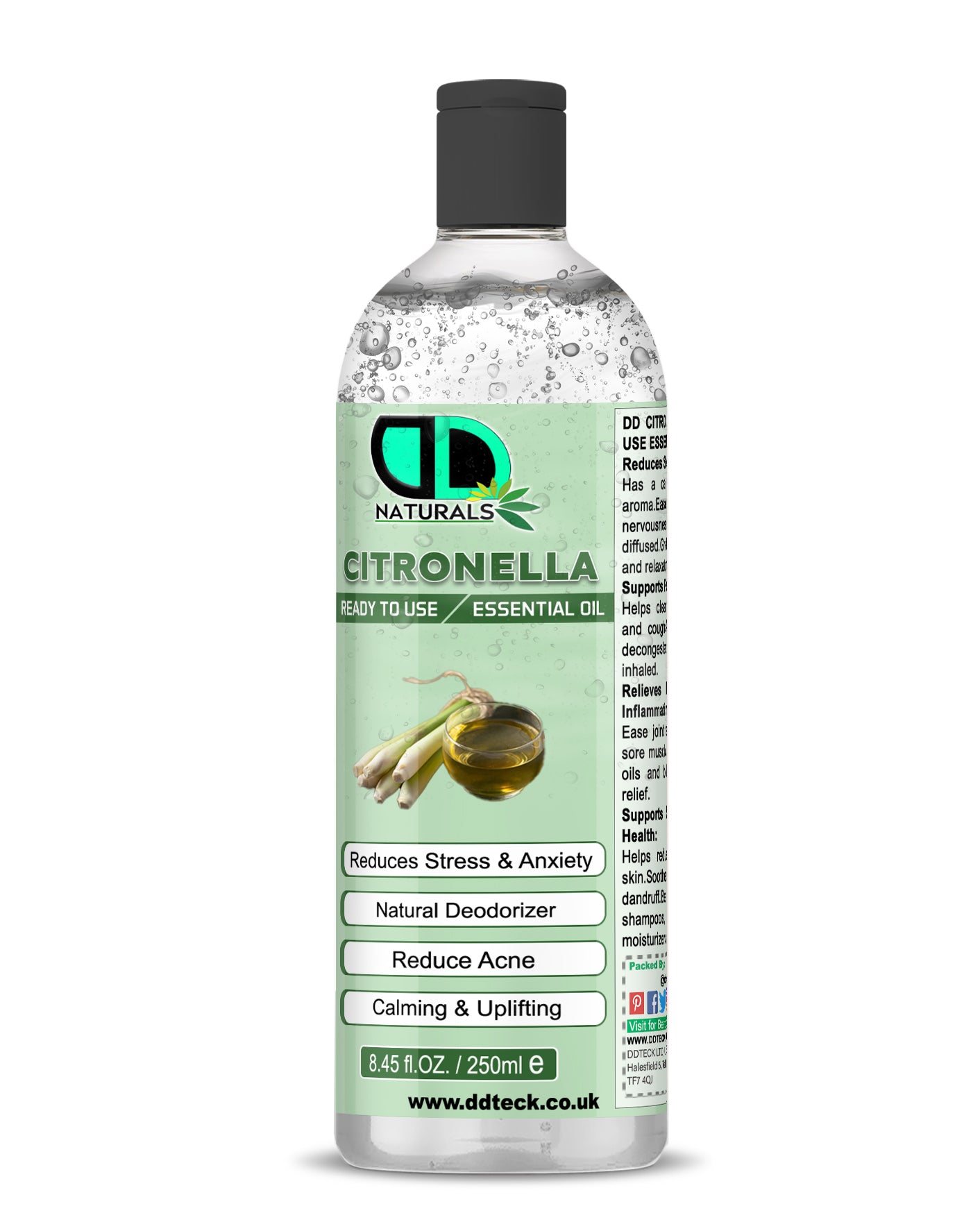100% Pure Citronella Essential Oil – Natural Deodorizer & Stress Relief