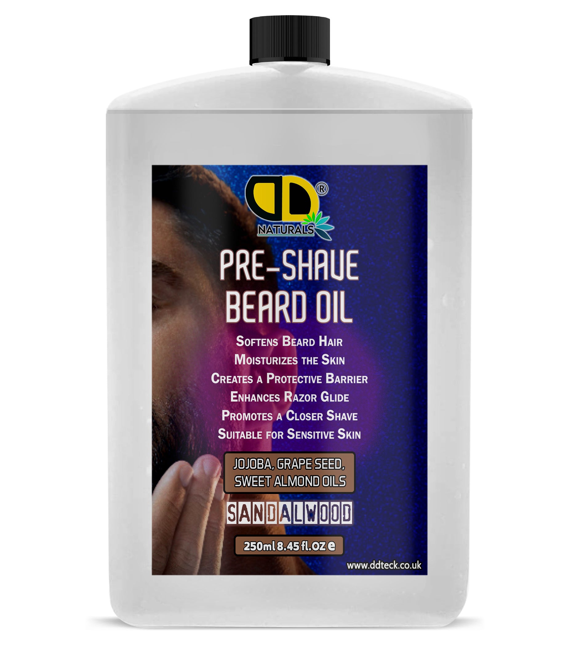 Pre-Shave Beard Oil with Jojoba, Grapeseed & Sweet Almond Oils – Sandalwood | Smooth & Protective Shave