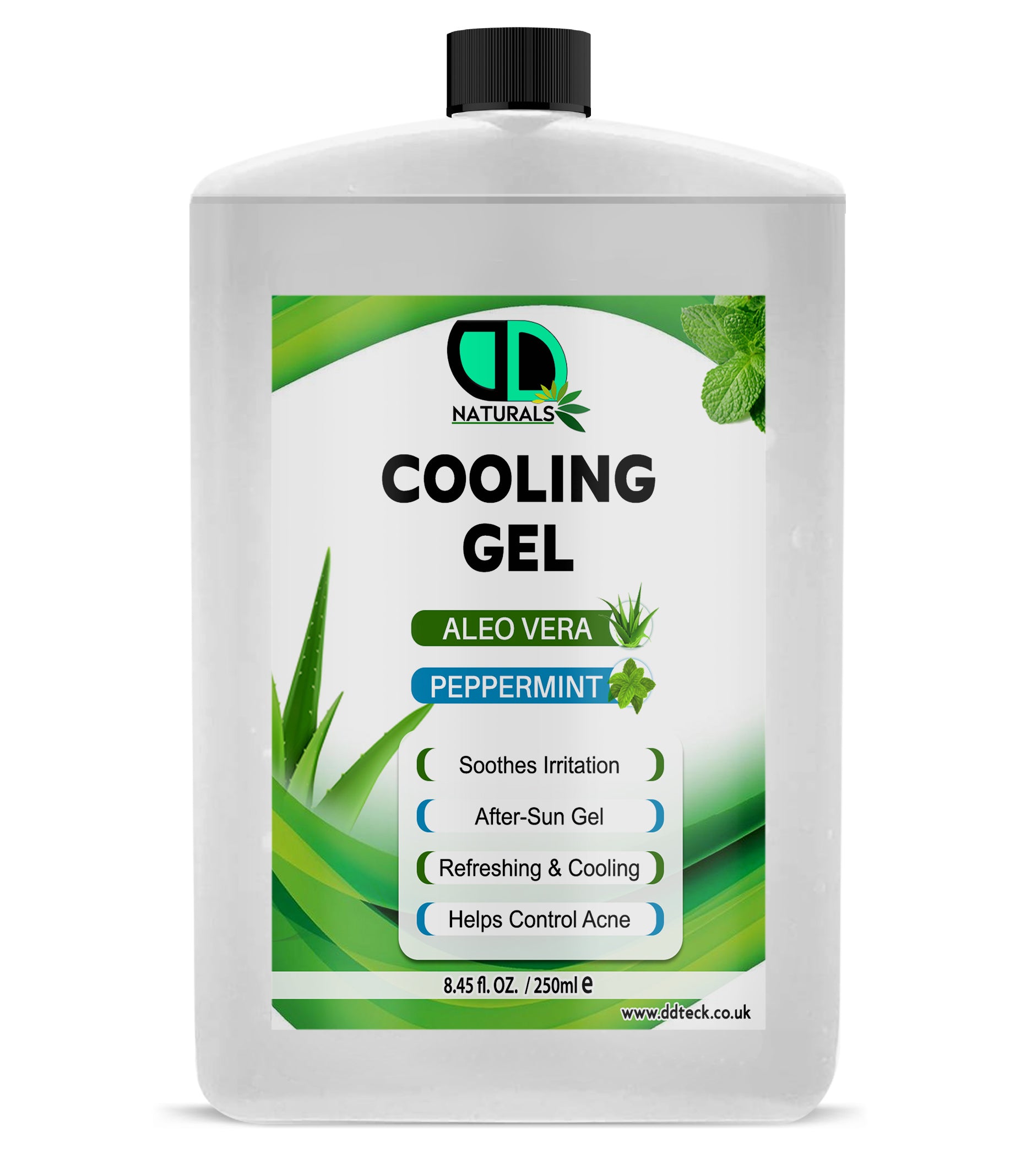 Natural Cooling Gel with Aloe Vera & Peppermint – After-Sun & Acne Care
