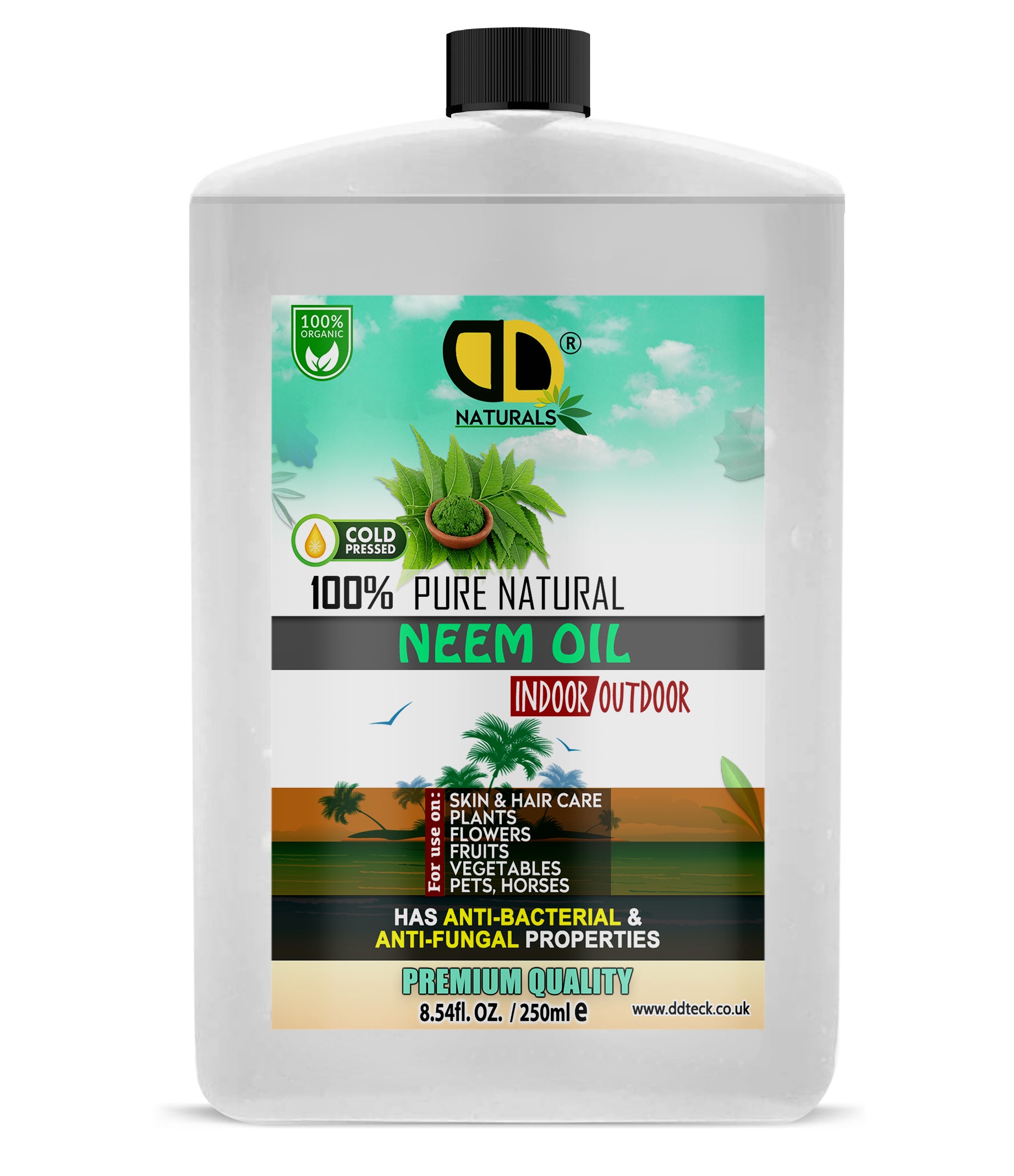 100% Pure Natural Neem Oil – Organic Cold Pressed Indoor & Outdoor Formula