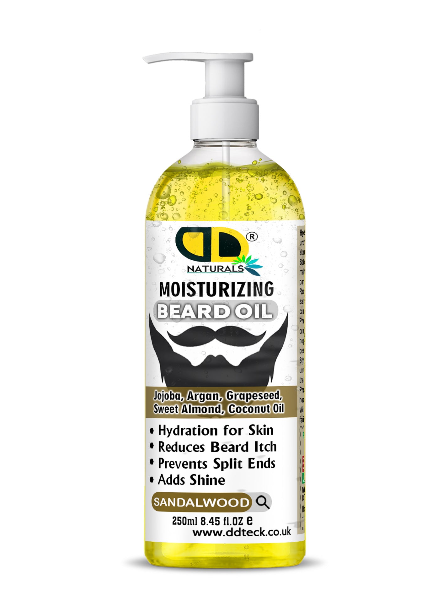 Moisturizing Beard Oil with Jojoba, Argan & Coconut Oil – Sandalwood Scent | Hydrating & Anti-Itch Beard Care