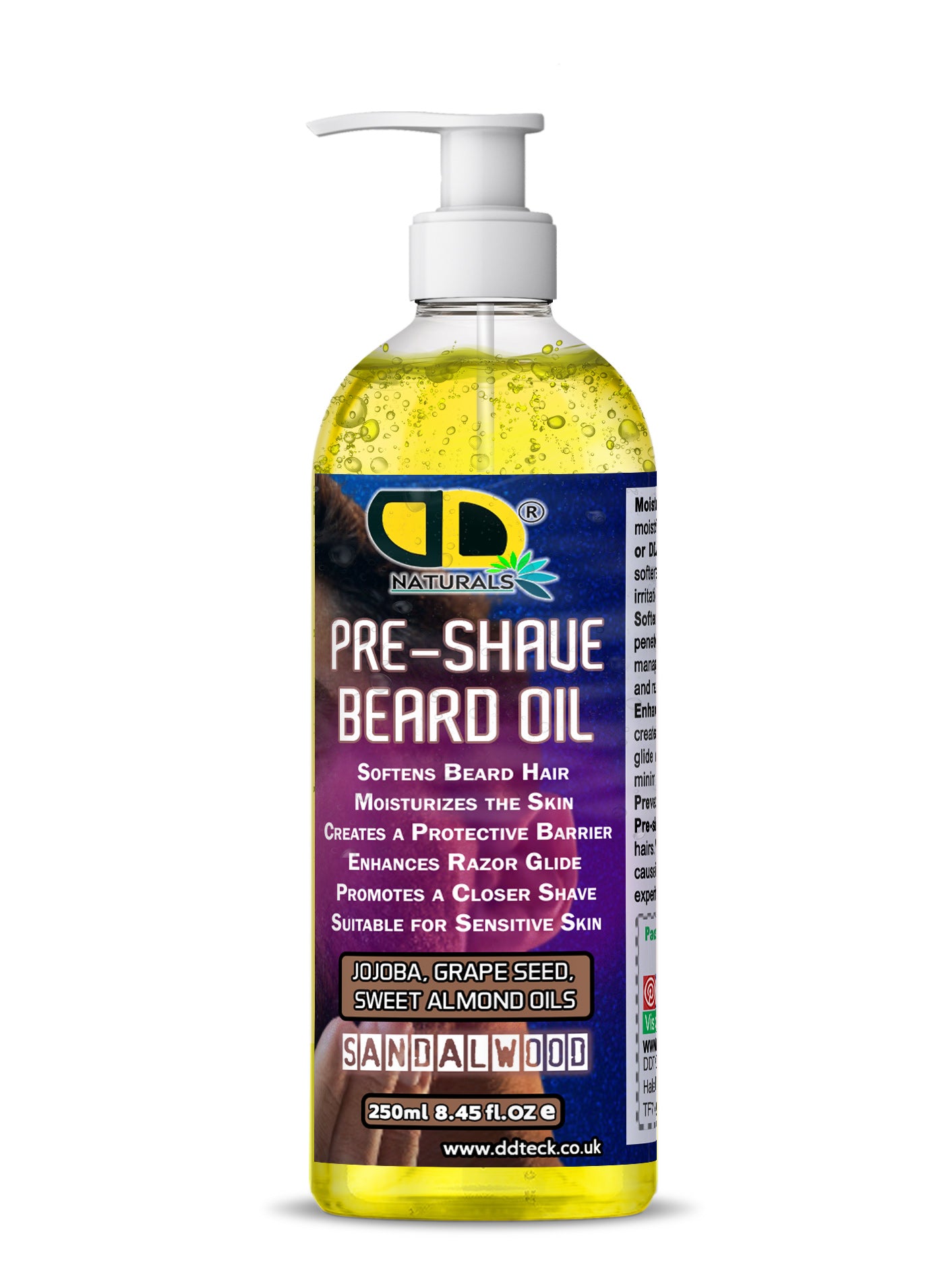 Pre-Shave Beard Oil with Jojoba, Grapeseed & Sweet Almond Oils – Sandalwood | Smooth & Protective Shave