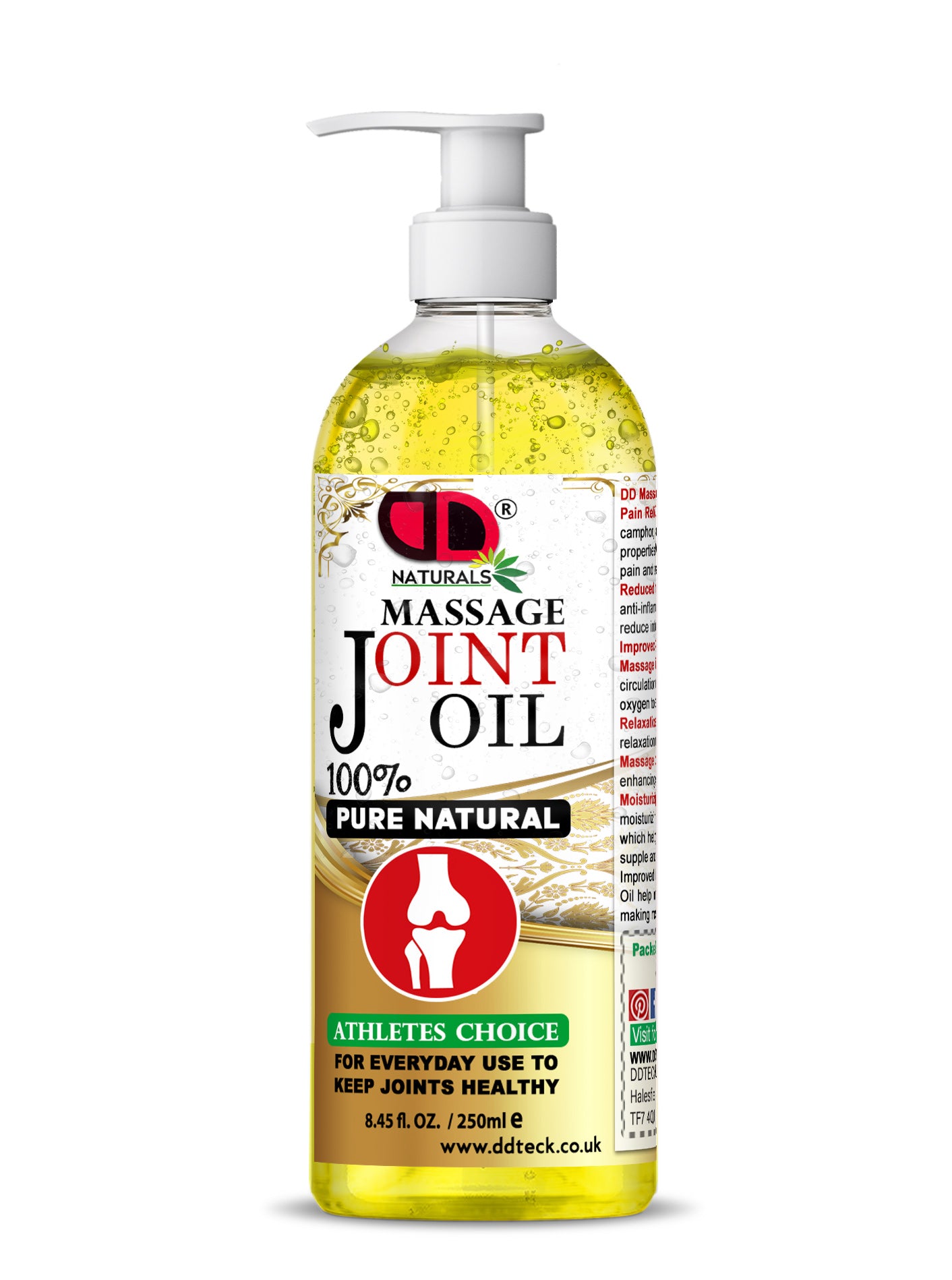 100% Pure Natural Joint Massage Oil - Athletes Choice for Healthy Joints