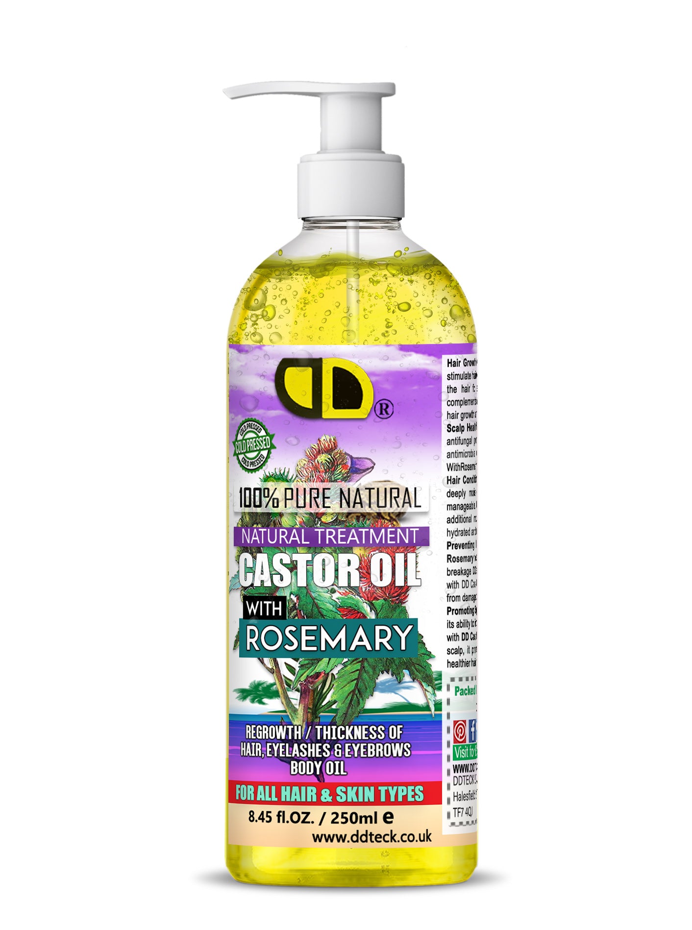 Castor & Rosemary Hair & Body Oil | Natural Treatment for Hair, Lashes & Brows