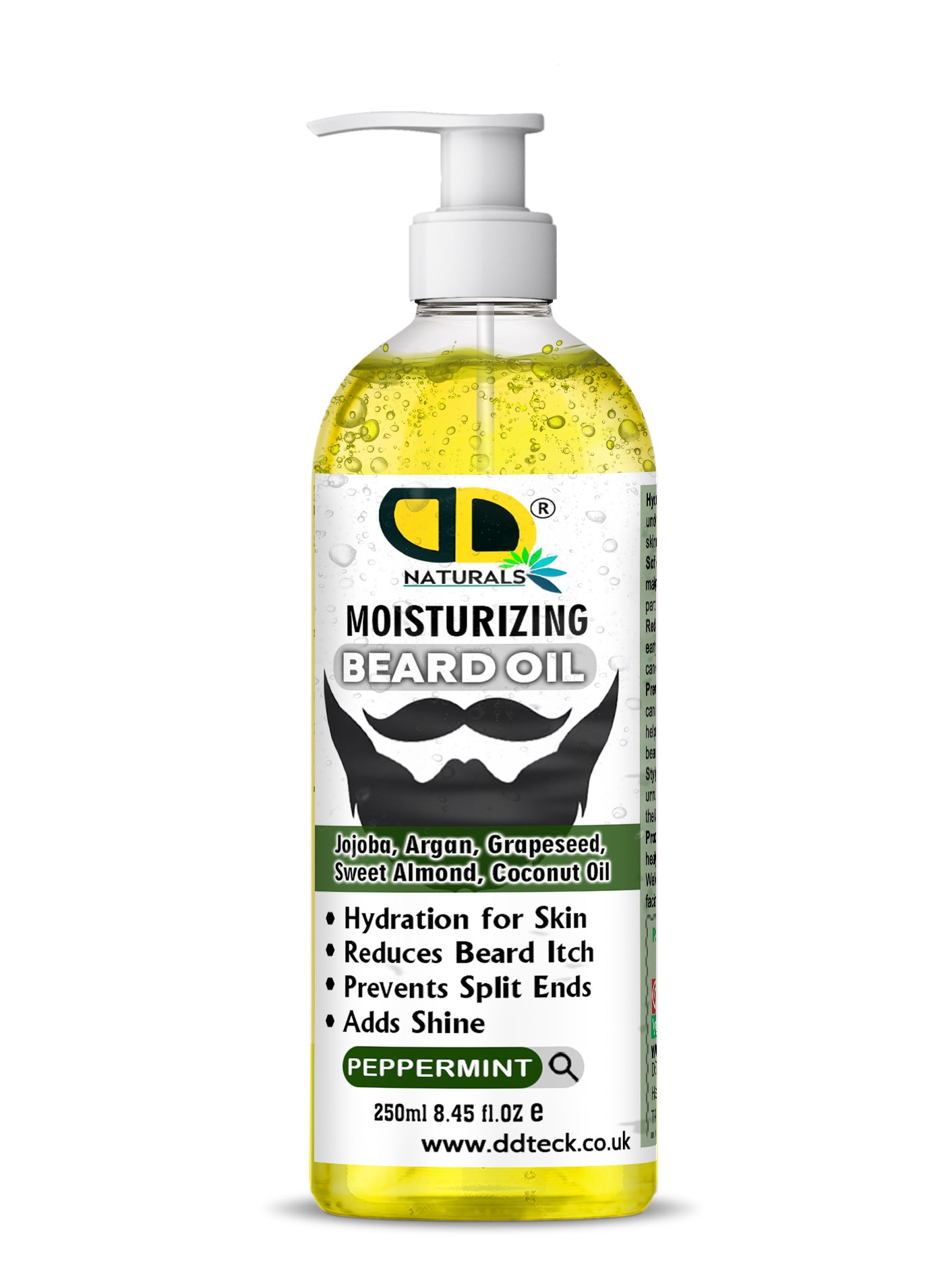 Moisturizing Peppermint Beard Oil - Premium Blend with Jojoba, Argan & Coconut Oil
