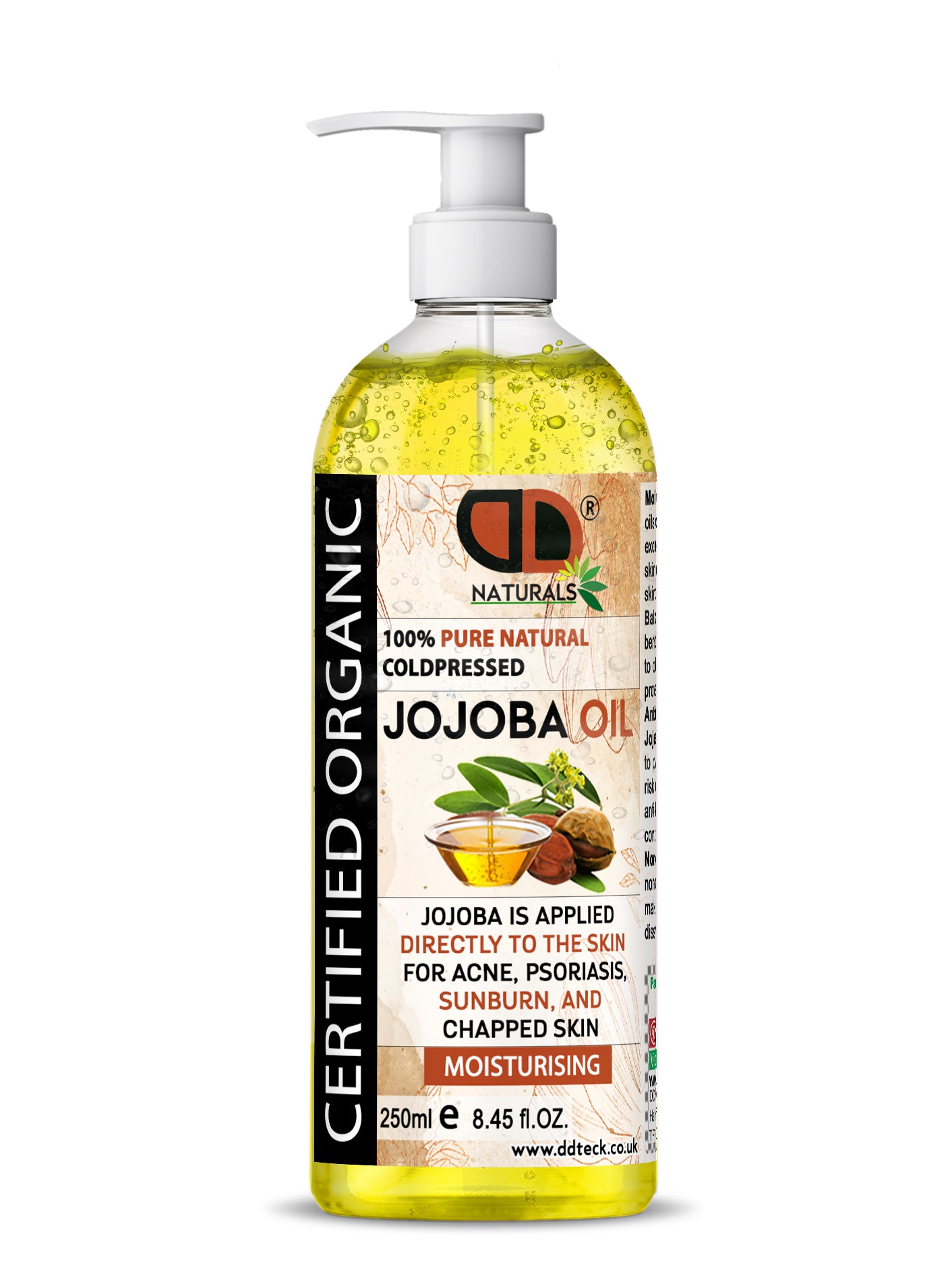 100% Pure Natural Cold pressed Jojoba Oil – Certified Organic Moisturizer