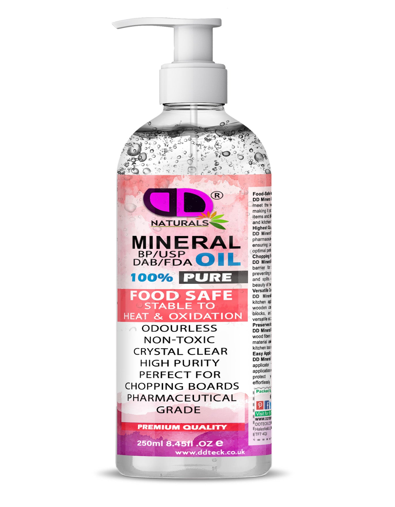 Mineral Oil BP/USP – Food Safe, Multi-Purpose Mineral Oil for Chopping Board, Wood, Leather, Skin, Hair & Household Care