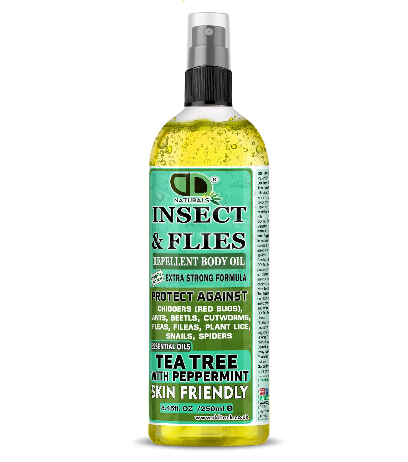 Natural Insect Repellent Spray with Tea Tree & Peppermint Essential Oils | Non-Toxic Mosquito, Fly, Tick & Flea Protection