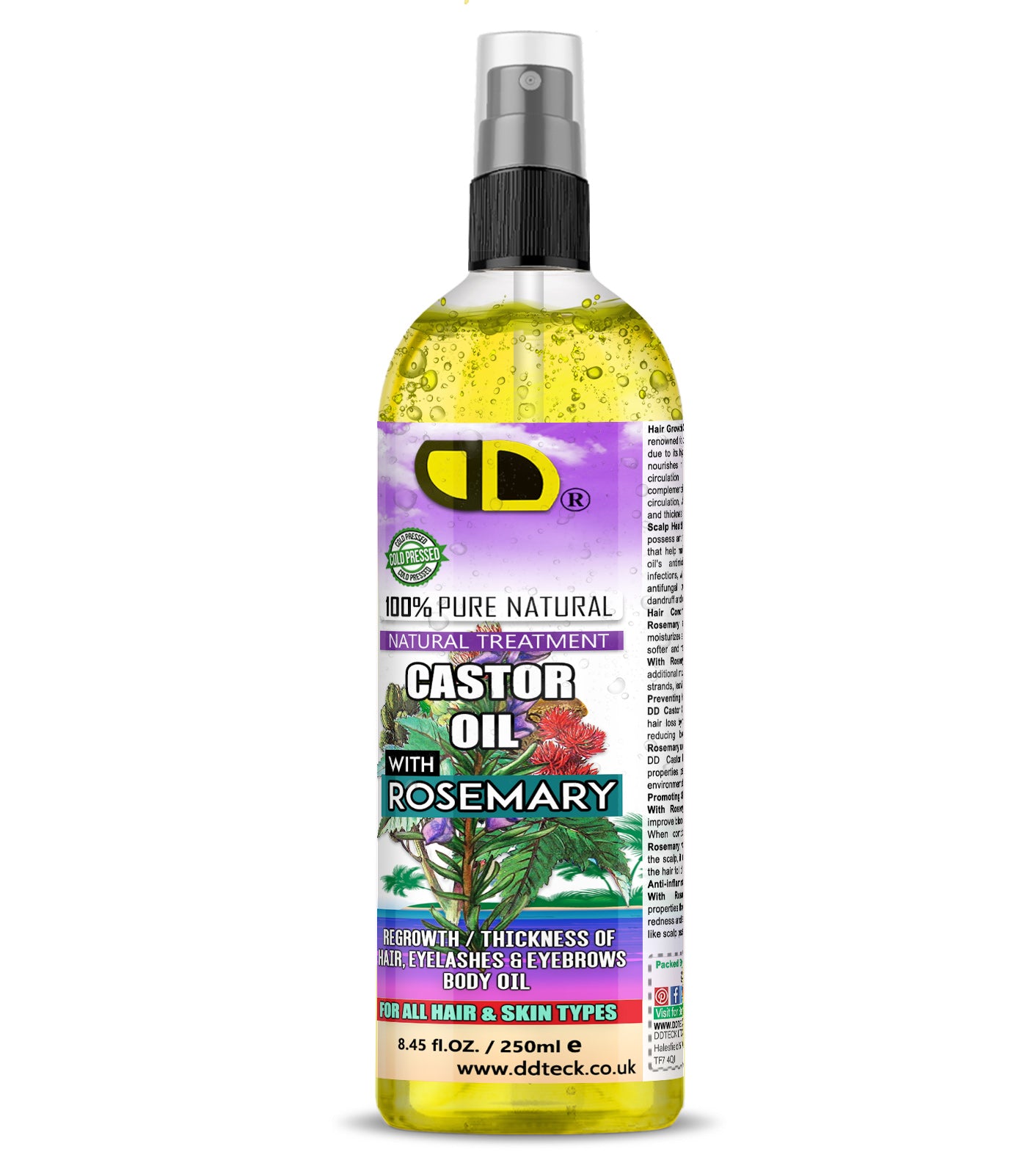 Castor & Rosemary Hair & Body Oil | Natural Treatment for Hair, Lashes & Brows