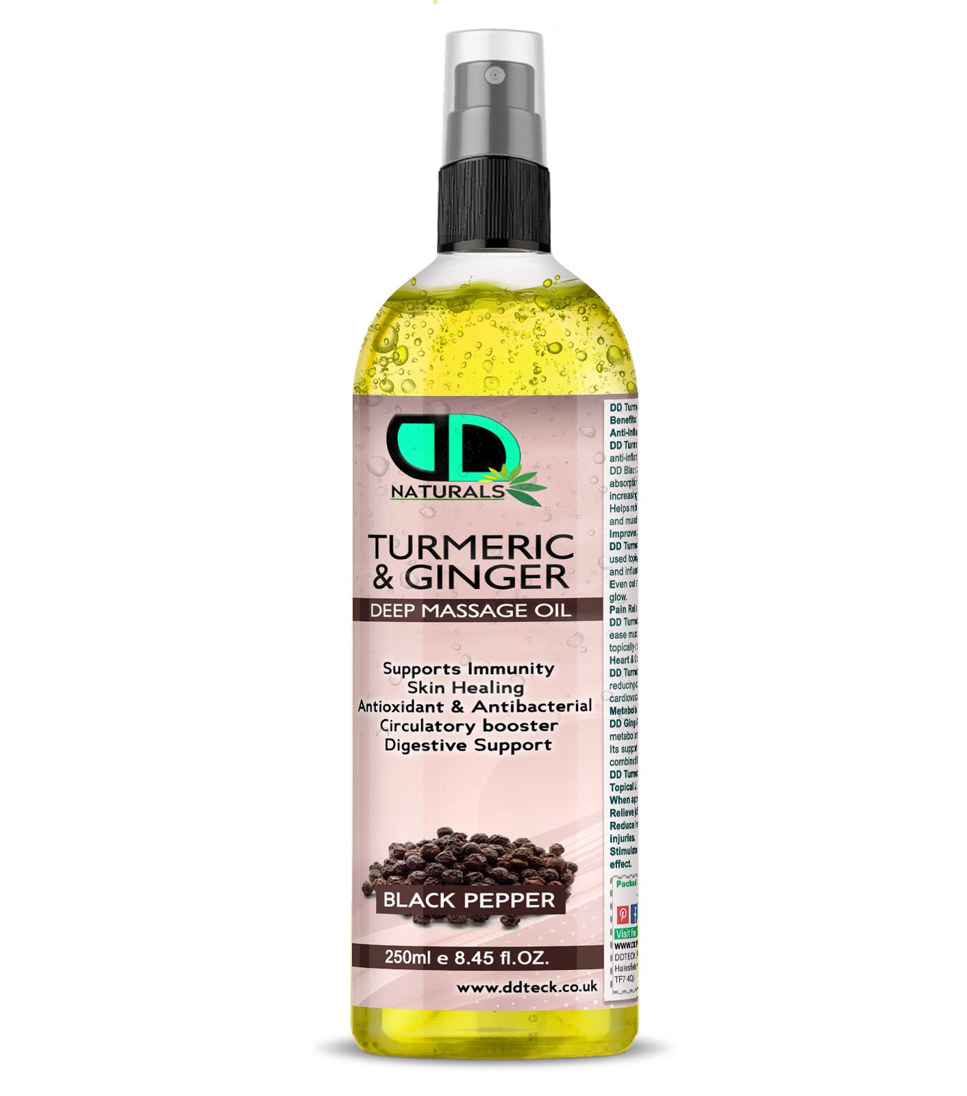 Turmeric & Ginger Deep Massage Oil – Anti-Inflammatory & Immune Support Black Pepper