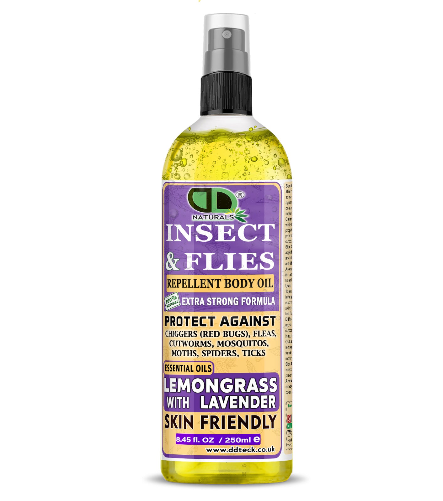 Insect & Flies Repellent Body Oil | Lemongrass & Lavender Essential Oils | Natural Bug Protection