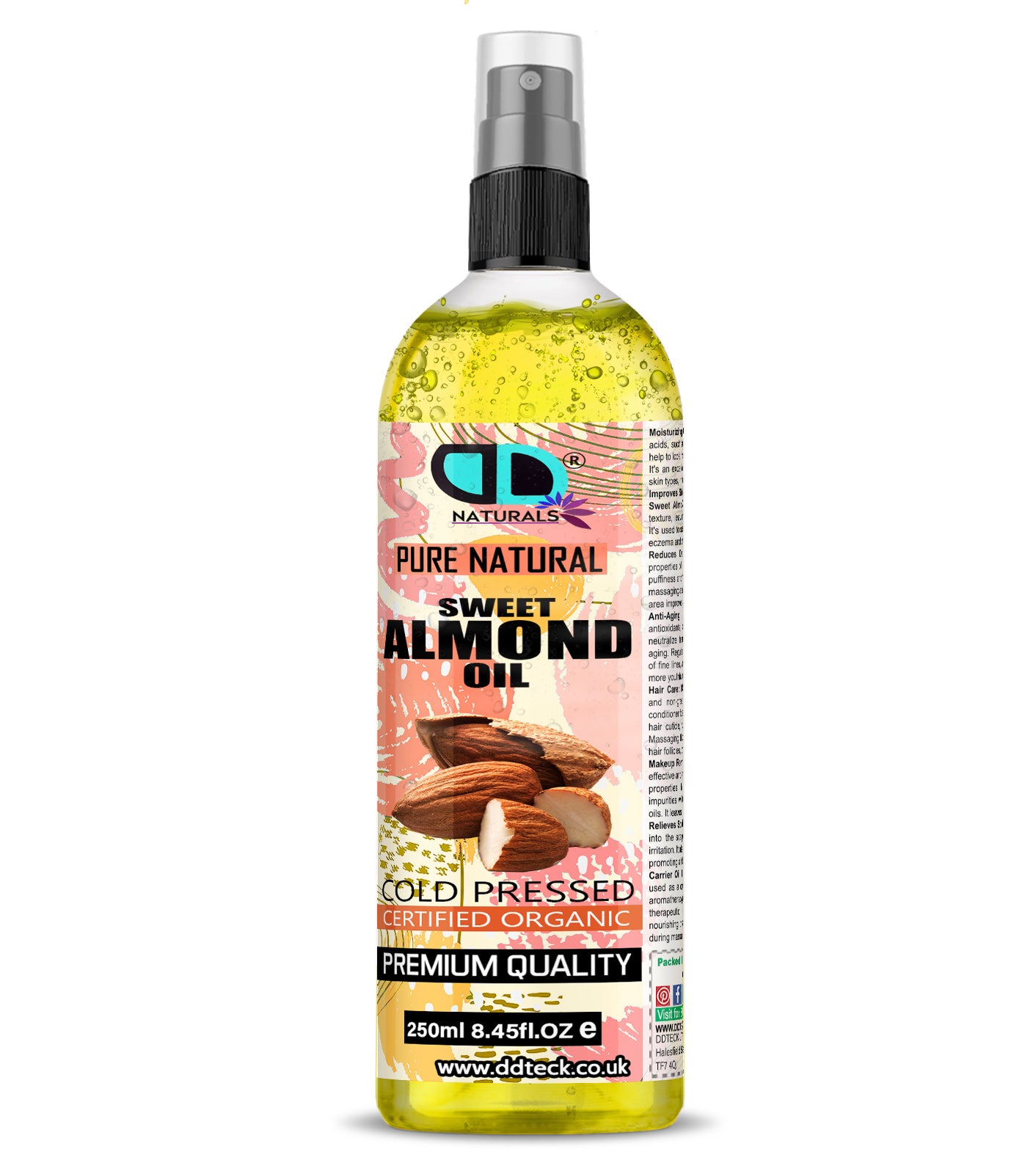 Pure Natural Sweet Almond Oil - Cold Pressed & Certified Organic