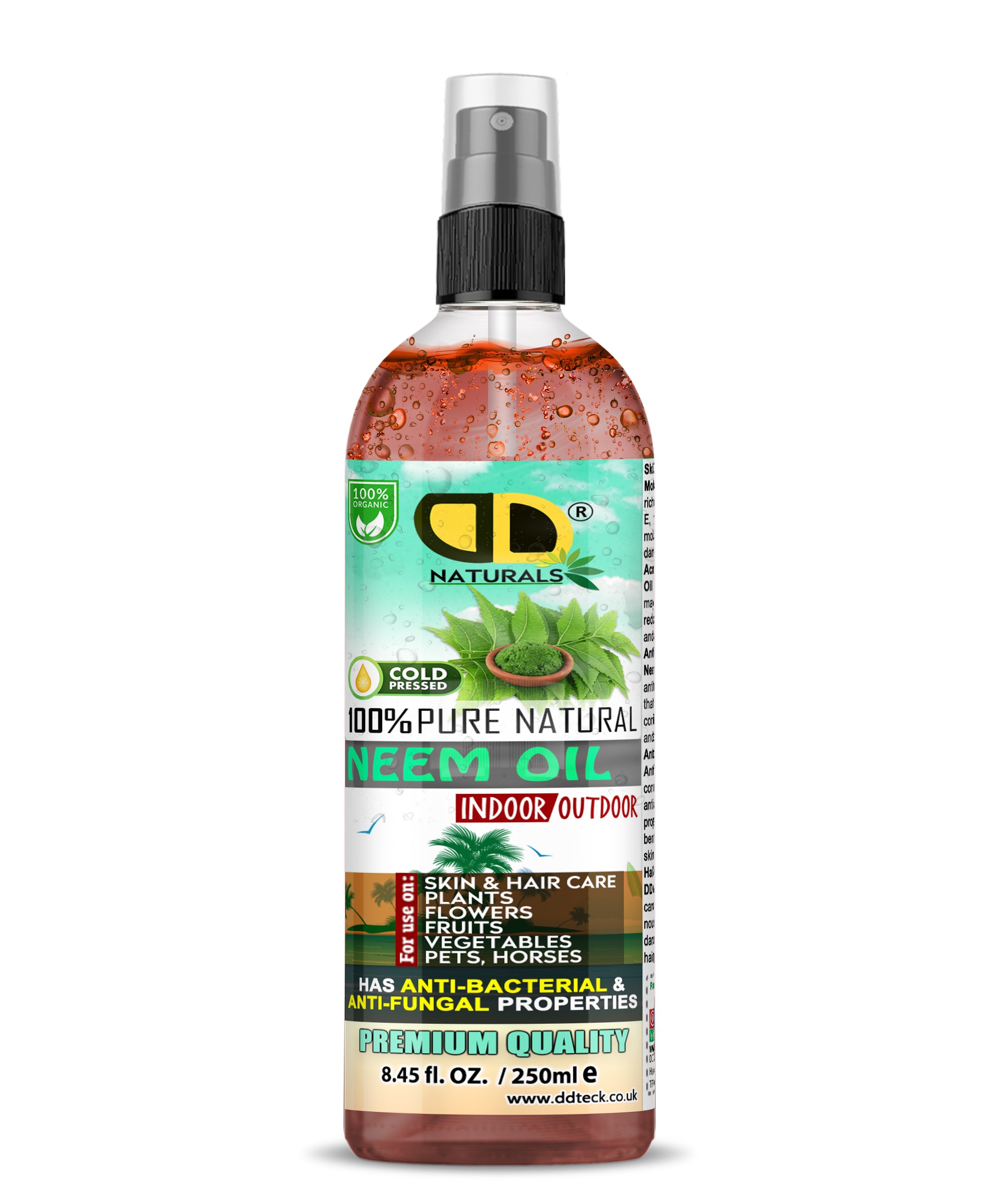 100% Pure Natural Neem Oil – Organic Cold Pressed Indoor & Outdoor Formula