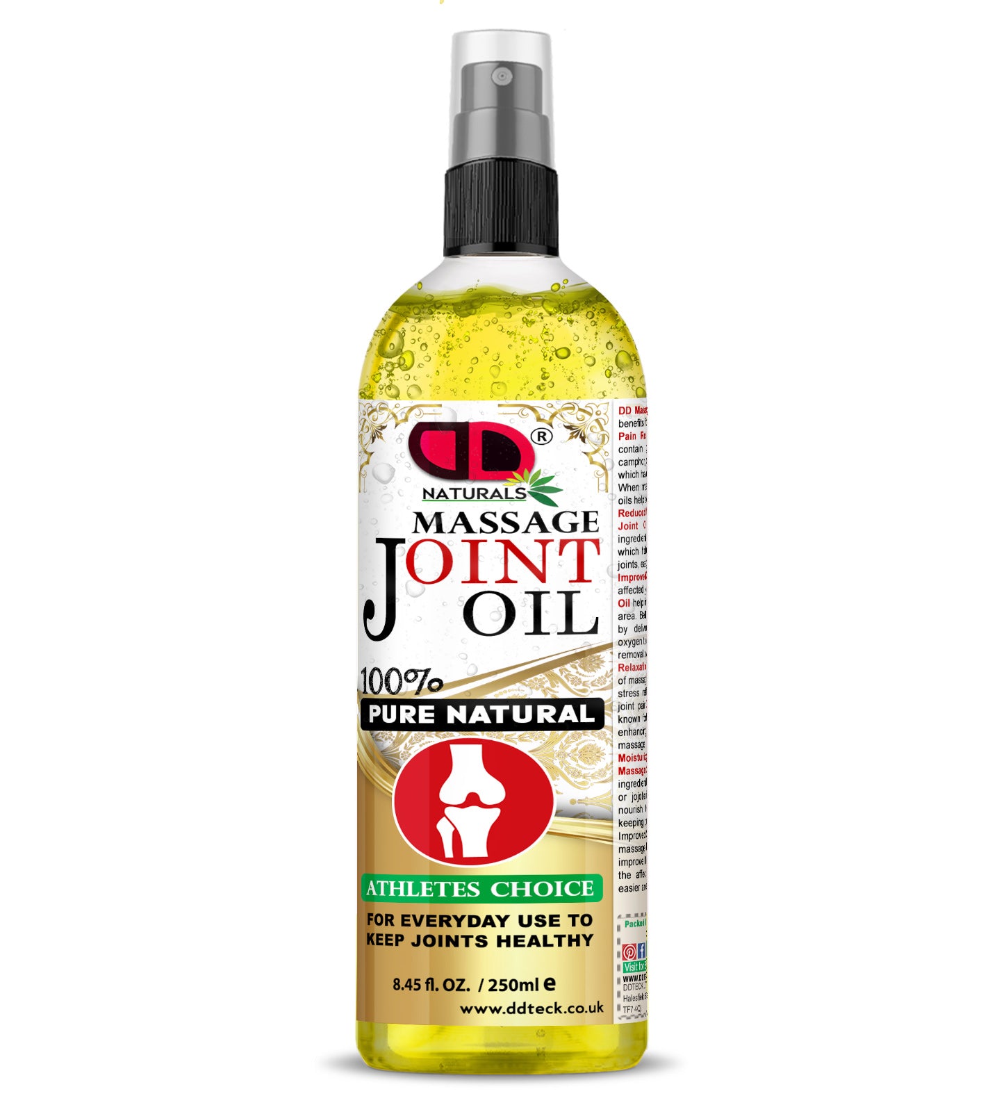 100% Pure Natural Joint Massage Oil - Athletes Choice for Healthy Joints