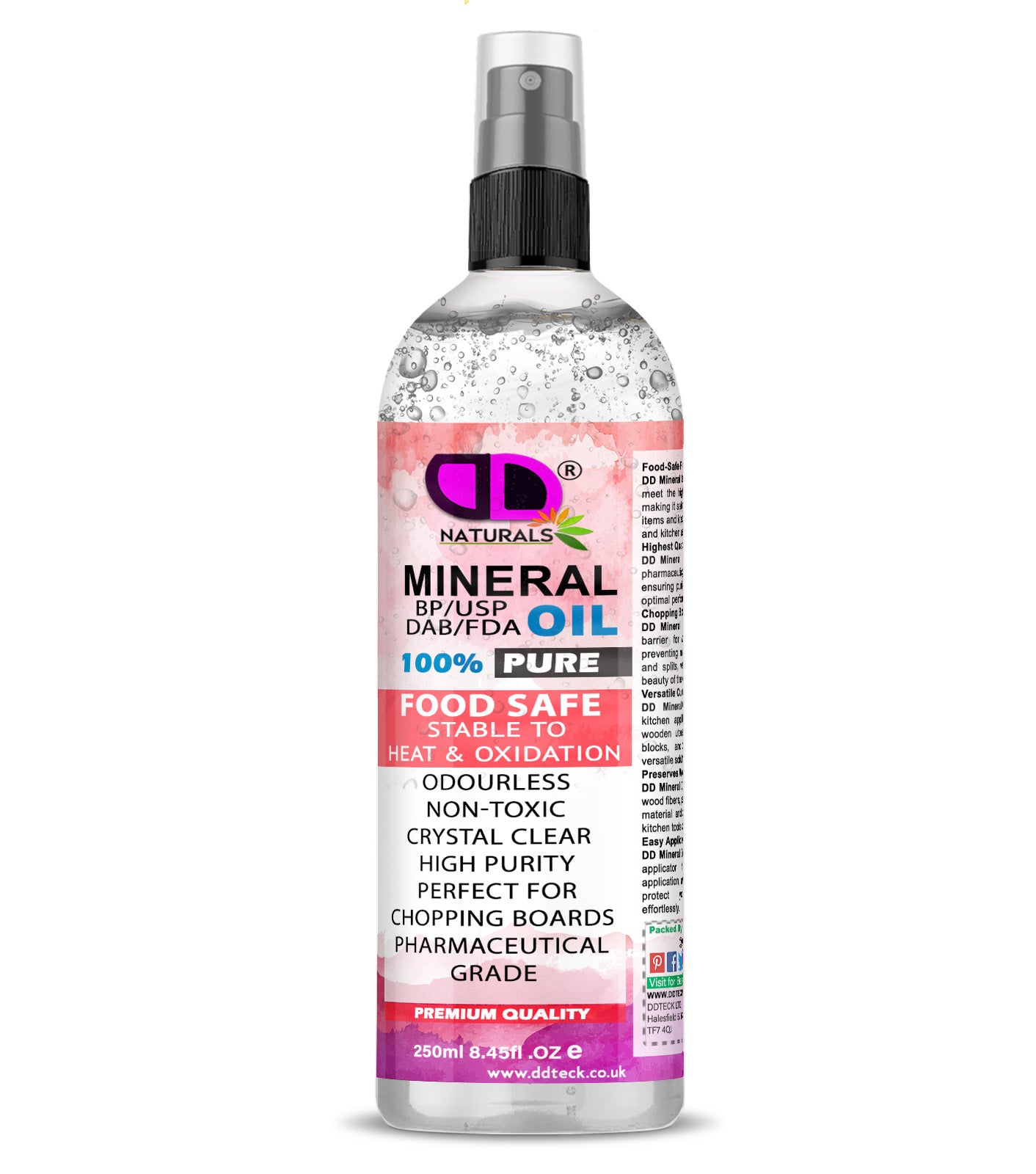 Mineral Oil BP/USP – Food Safe, Multi-Purpose Mineral Oil for Chopping Board, Wood, Leather, Skin, Hair & Household Care