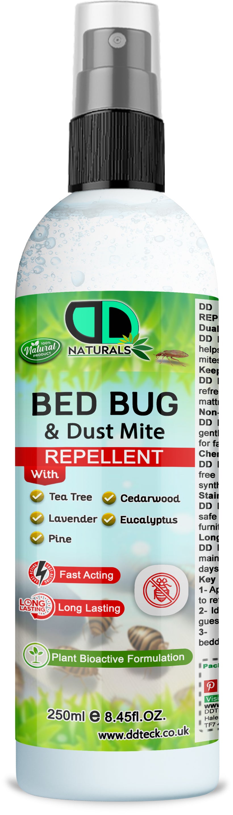 Naturals Bed Bug & Dust Mite Repellent – Plant Bioactive Fast Acting & Long Lasting Formula