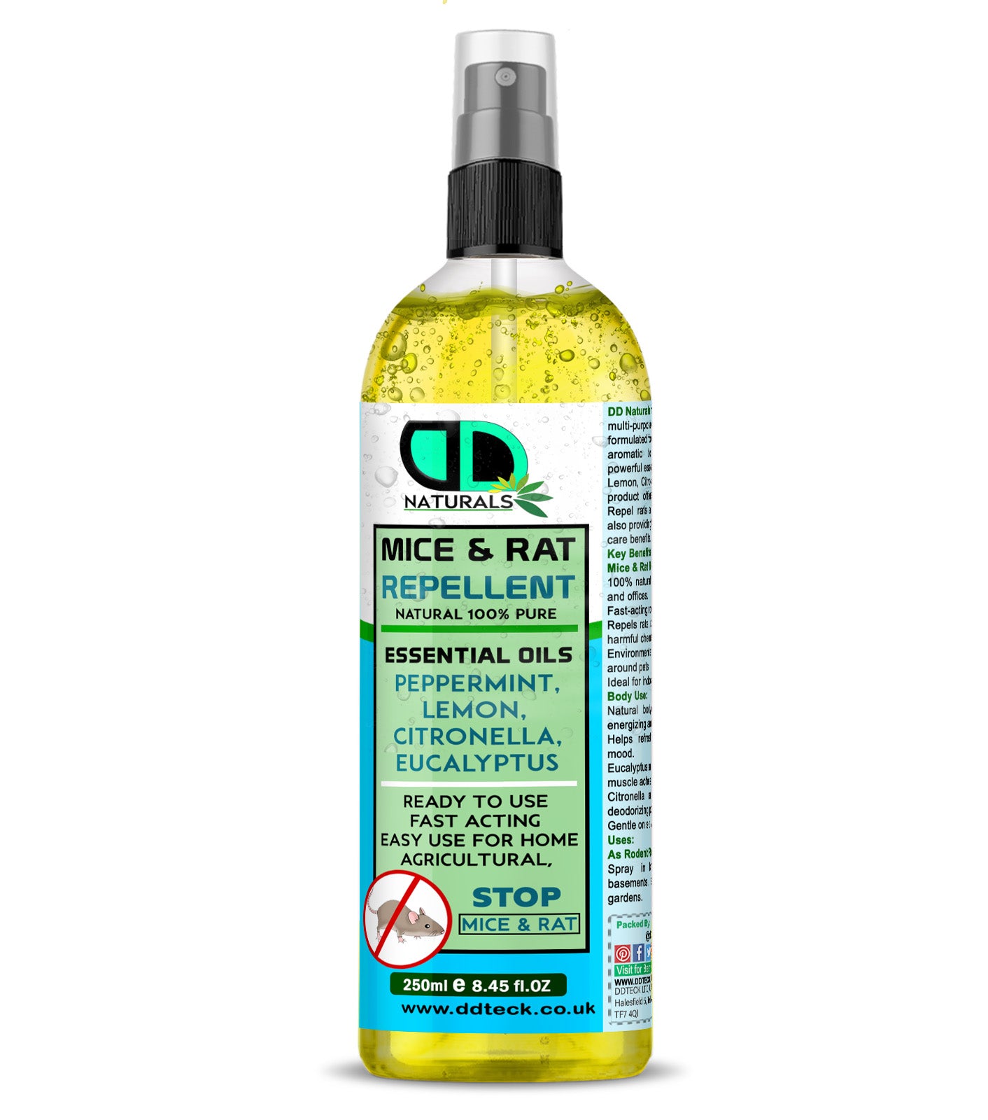 Mice & Rat Repellent Spray | Natural Essential Oil Rodent Deterrent | Peppermint, Lemon, Citronella & Eucalyptus