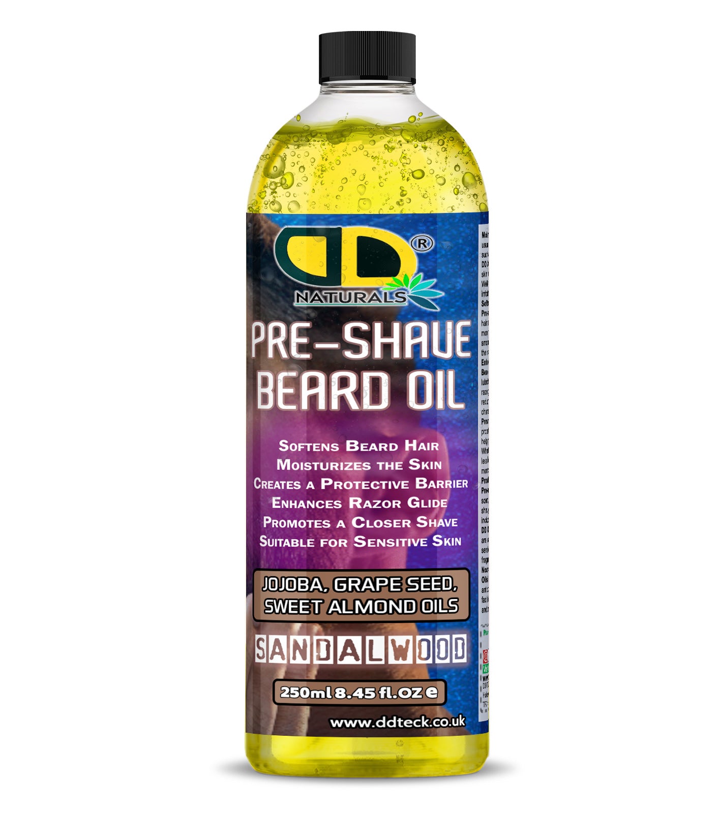 Pre-Shave Beard Oil with Jojoba, Grapeseed & Sweet Almond Oils – Sandalwood | Smooth & Protective Shave