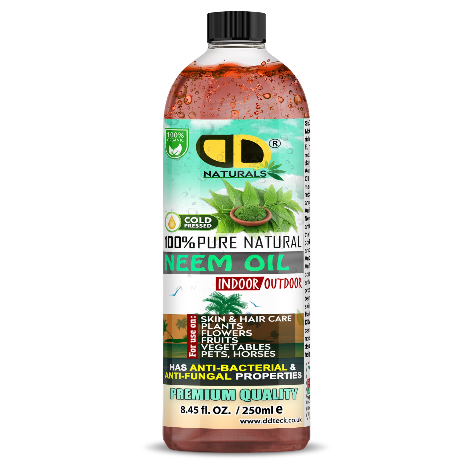 100% Pure Natural Neem Oil – Organic Cold Pressed Indoor & Outdoor Formula