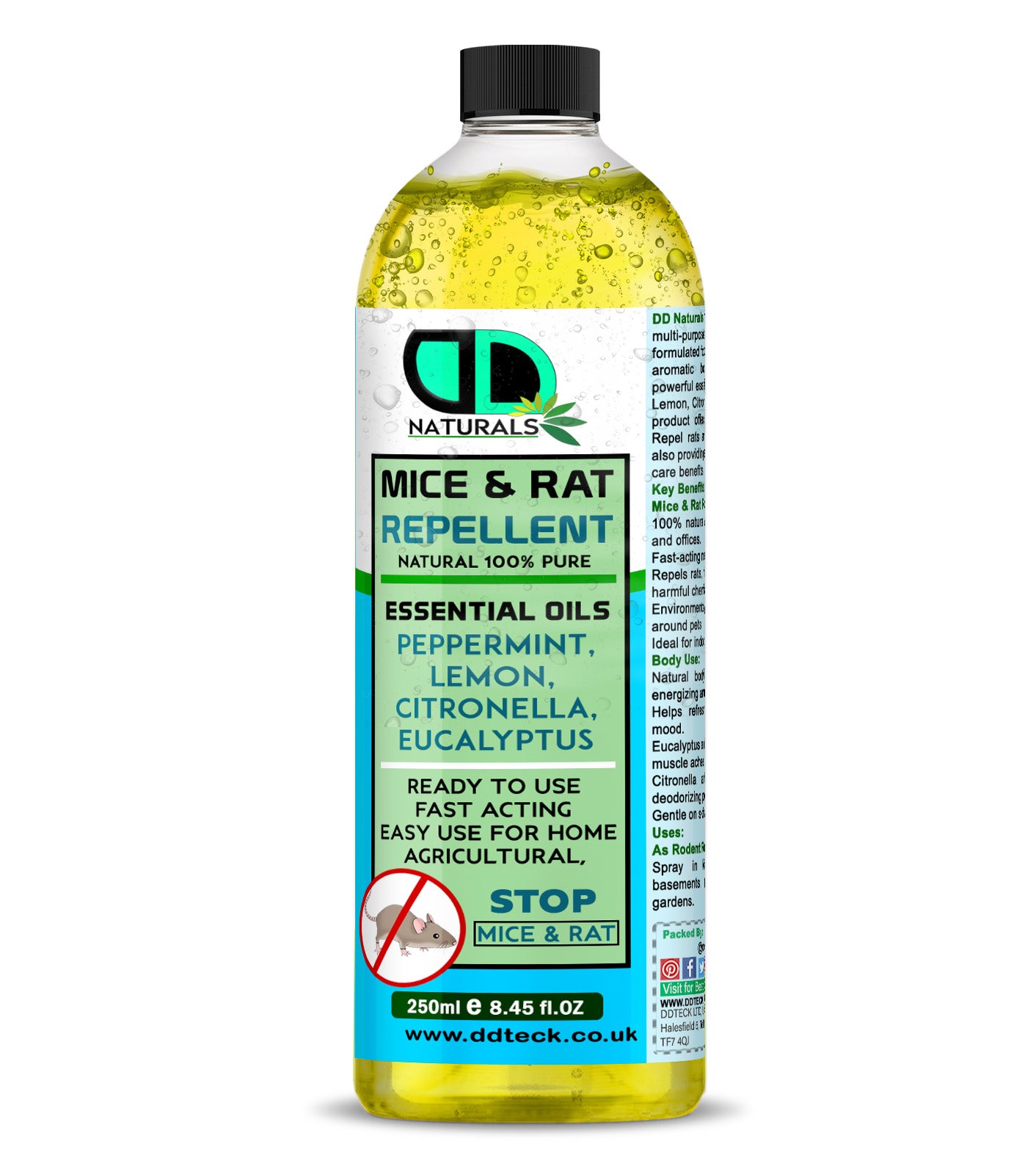 Mice & Rat Repellent Spray | Natural Essential Oil Rodent Deterrent | Peppermint, Lemon, Citronella & Eucalyptus