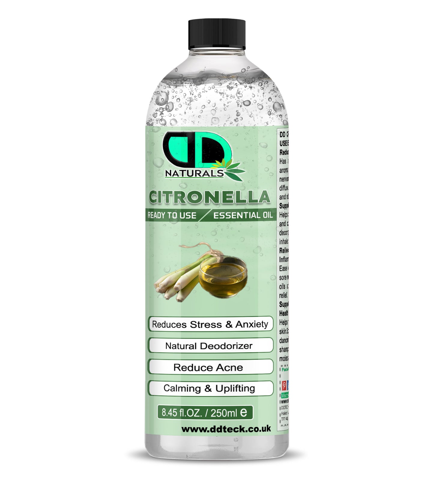 100% Pure Citronella Essential Oil – Natural Deodorizer & Stress Relief