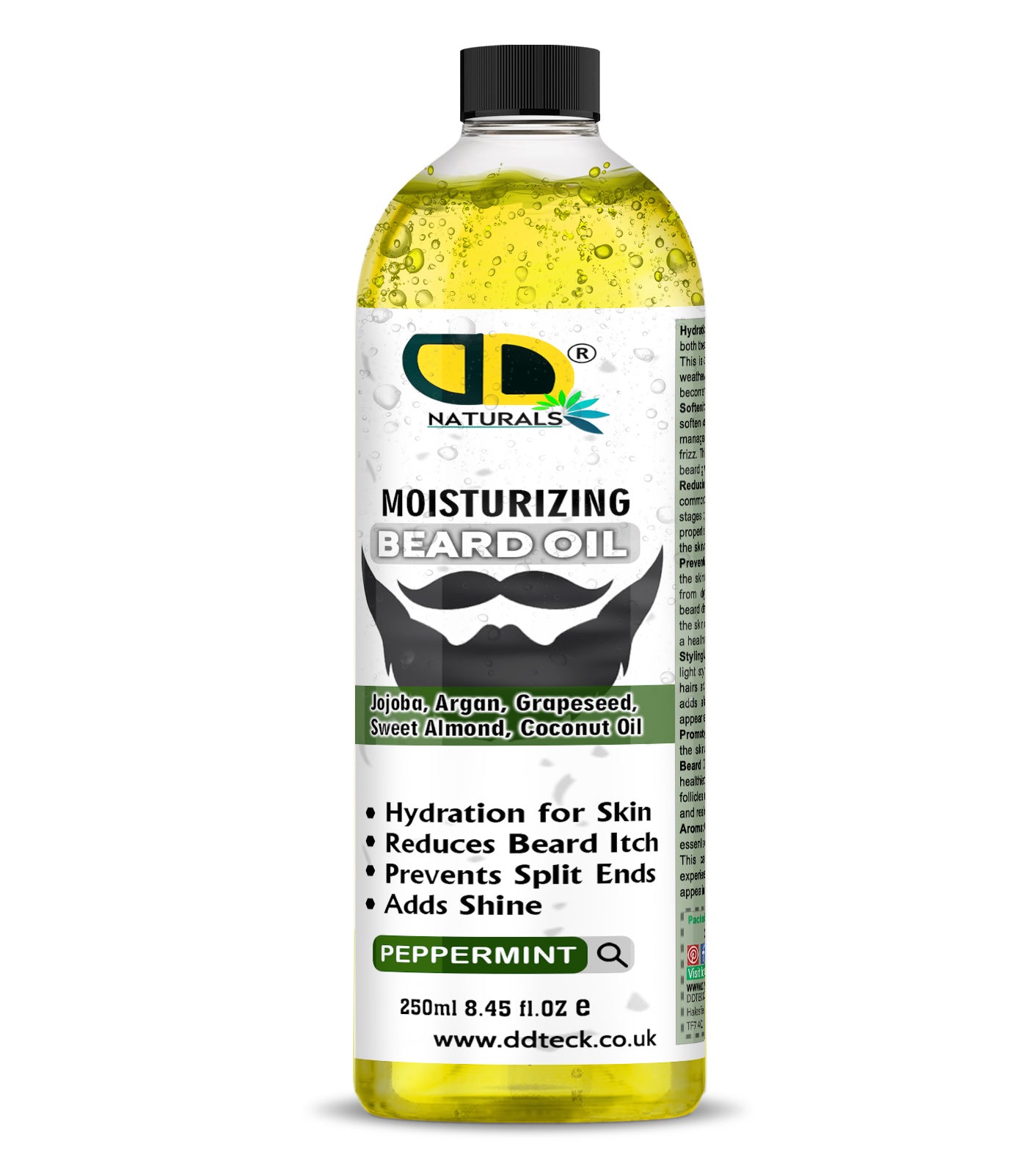 Moisturizing Peppermint Beard Oil - Premium Blend with Jojoba, Argan & Coconut Oil