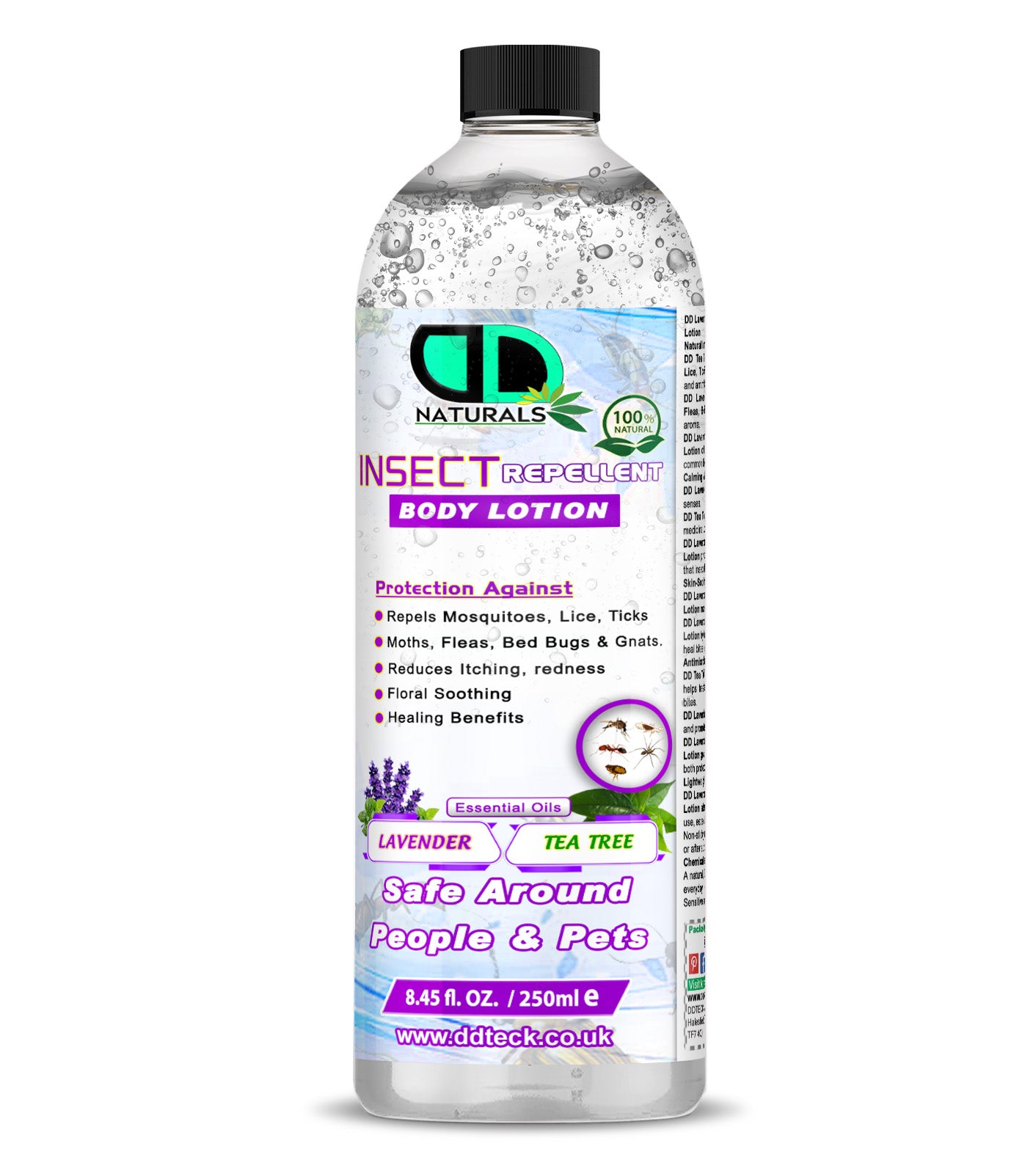 Natural Insect Repellent Body Lotion with Lavender & Tea Tree Oil – Mosquito & Bug Protection | Safe for People & Pets