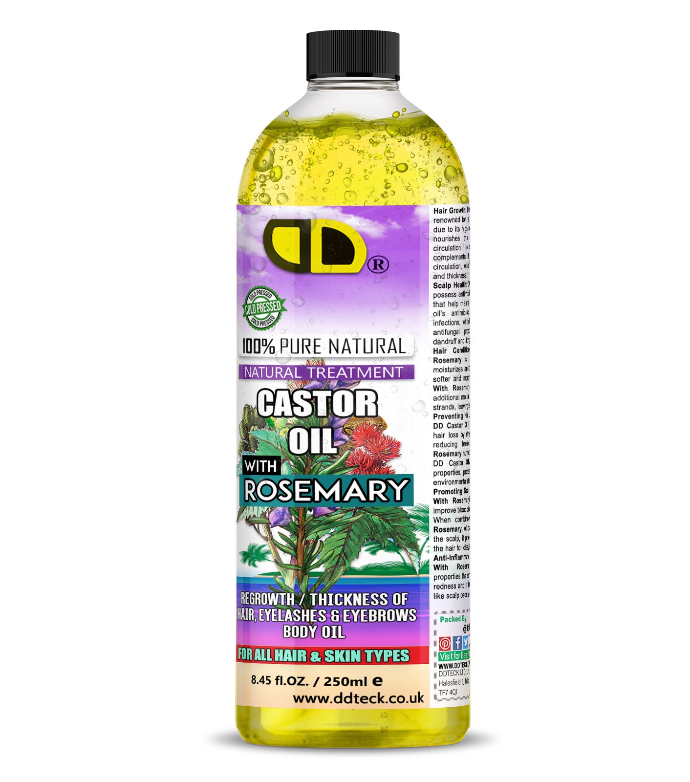 Castor & Rosemary Hair & Body Oil | Natural Treatment for Hair, Lashes & Brows