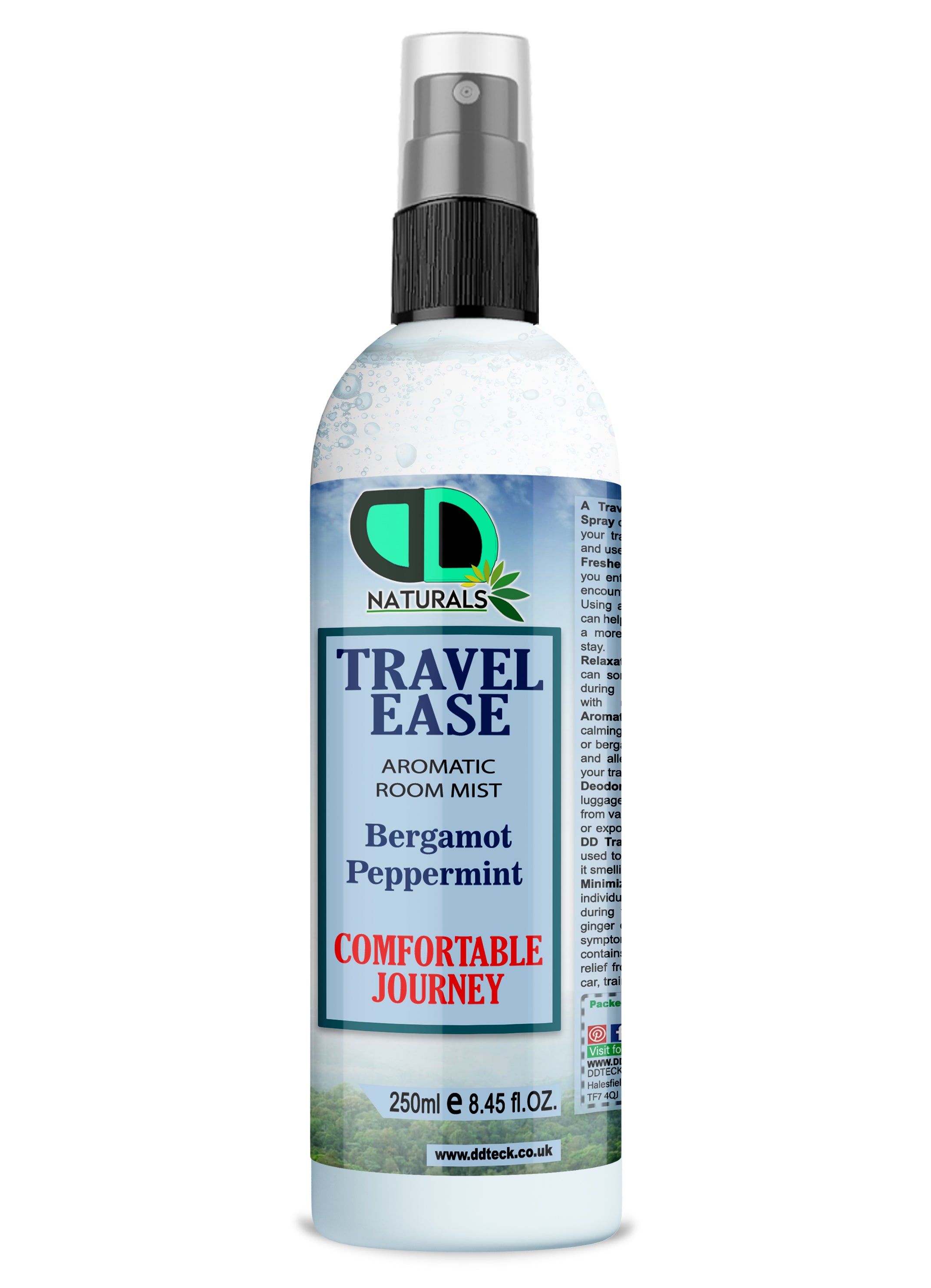 Travel Ease Aromatic Room Mist – Bergamot & Peppermint for a Comfortable Journey