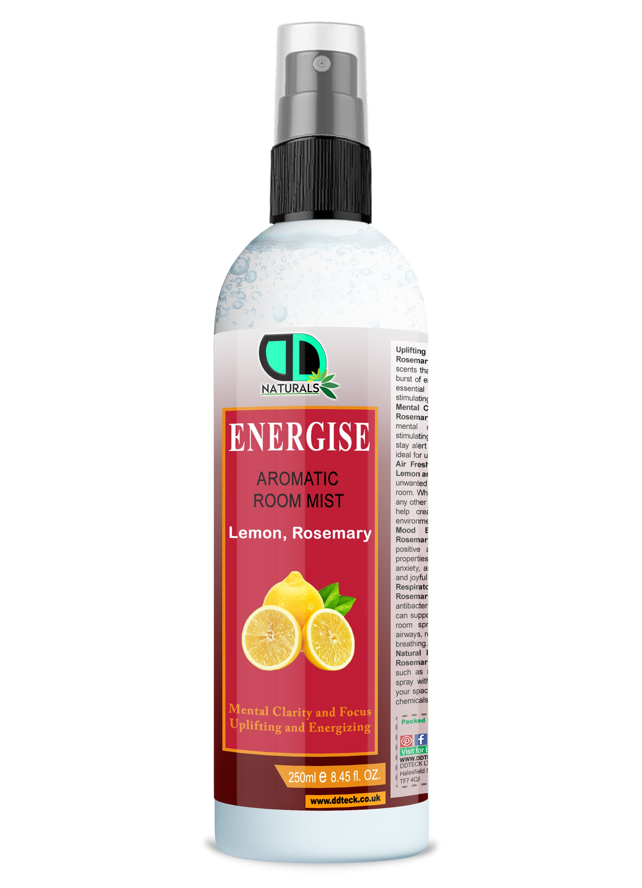 Energise Aromatic Room Mist - Lemon & Rosemary for Mental Clarity