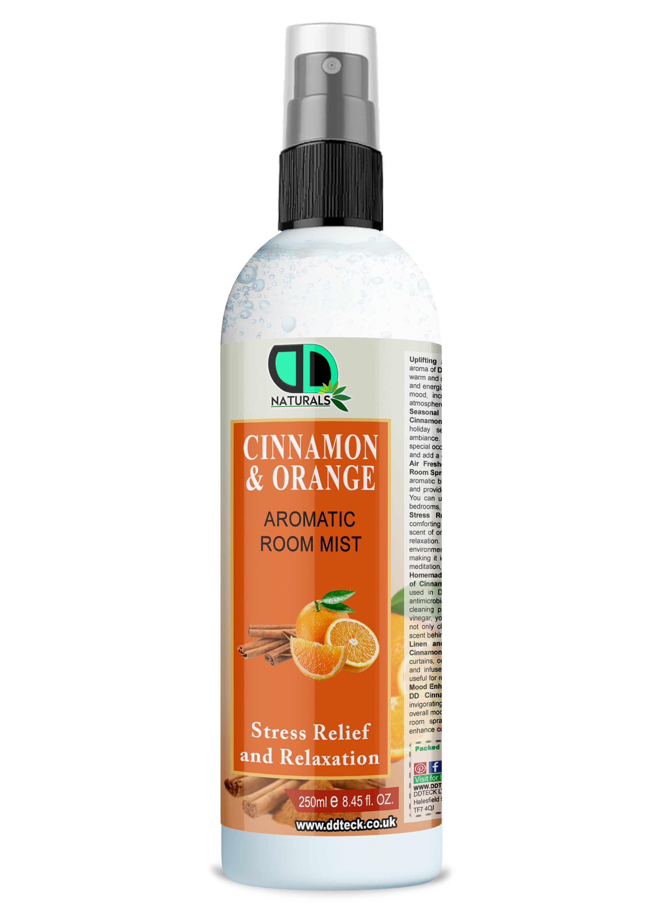 Cinnamon & Orange Aromatic Room Spray | Natural Air Freshener for Home, Bedroom, Bathroom & Car