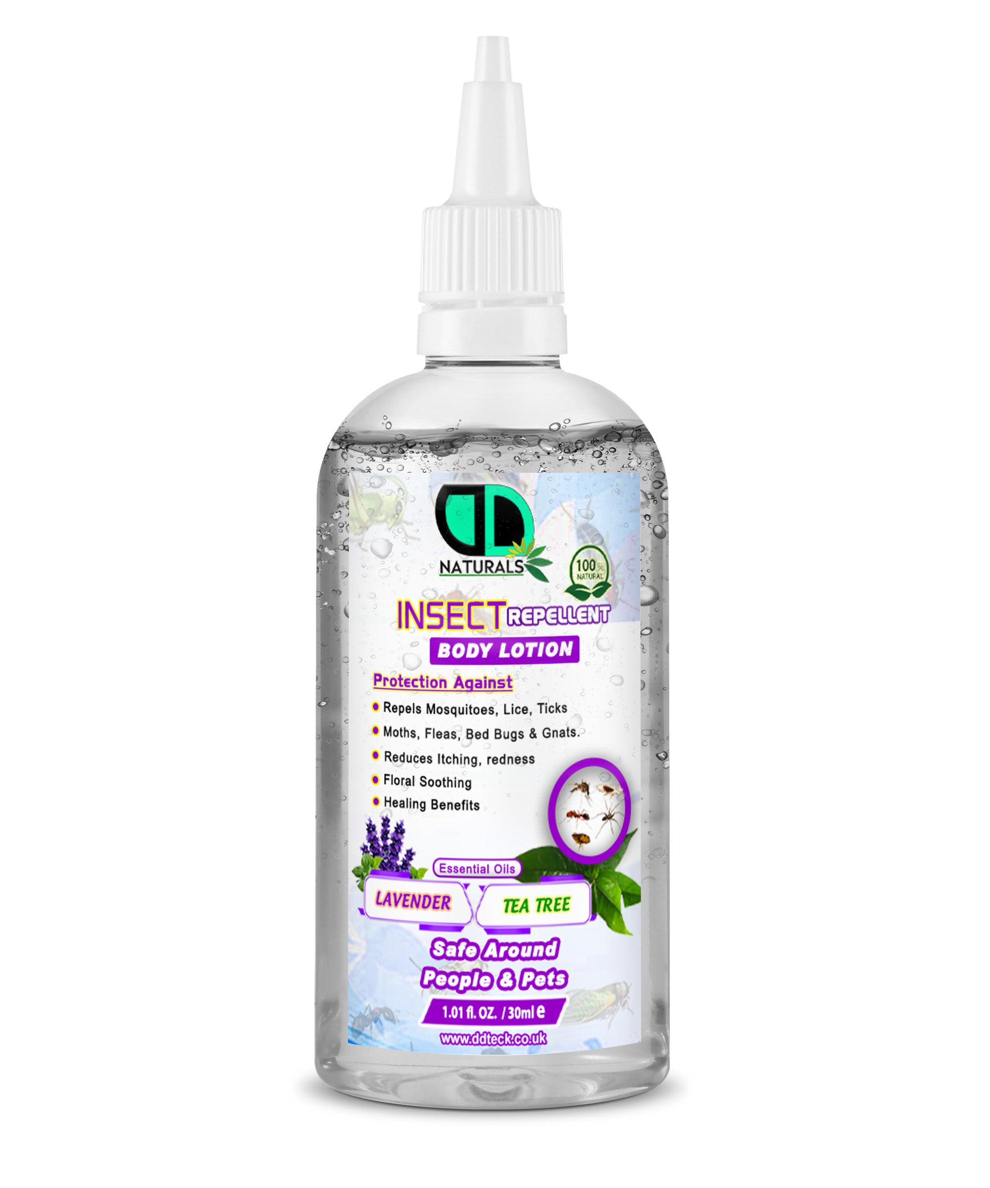 Natural Insect Repellent Body Lotion with Lavender & Tea Tree Oil – Mosquito & Bug Protection | Safe for People & Pets