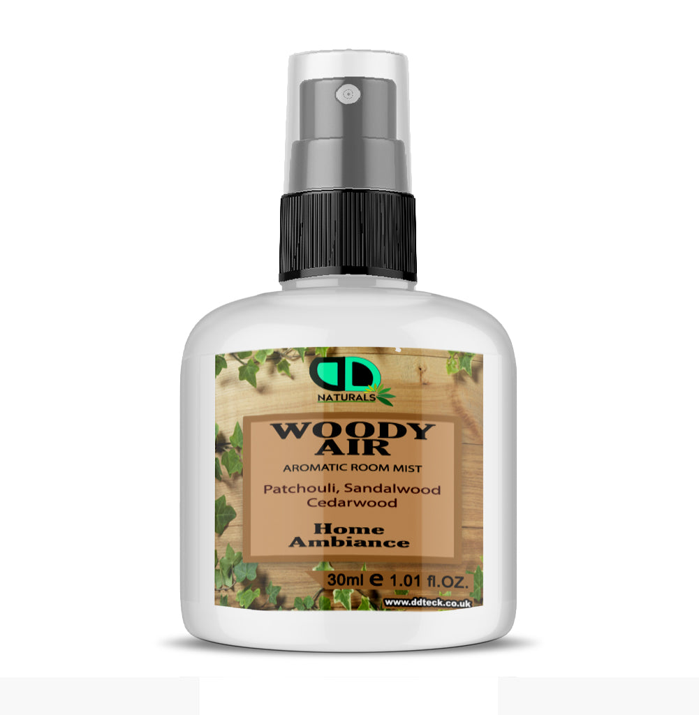 Woody Air Aromatic Room Mist - Home Ambiance with Patchouli, Sandalwood & Cedarwood