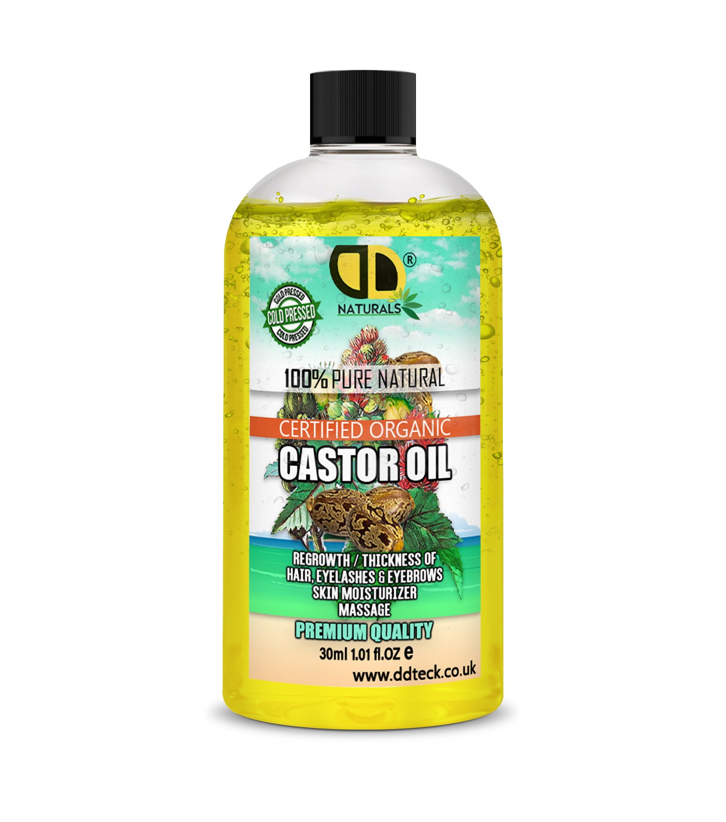 100% Pure Natural Castor Oil – Certified Organic Hair & Lash Growth Treatment