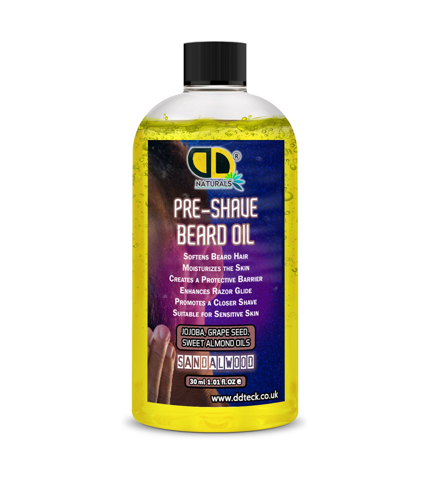 Pre-Shave Beard Oil with Jojoba, Grapeseed & Sweet Almond Oils – Sandalwood | Smooth & Protective Shave