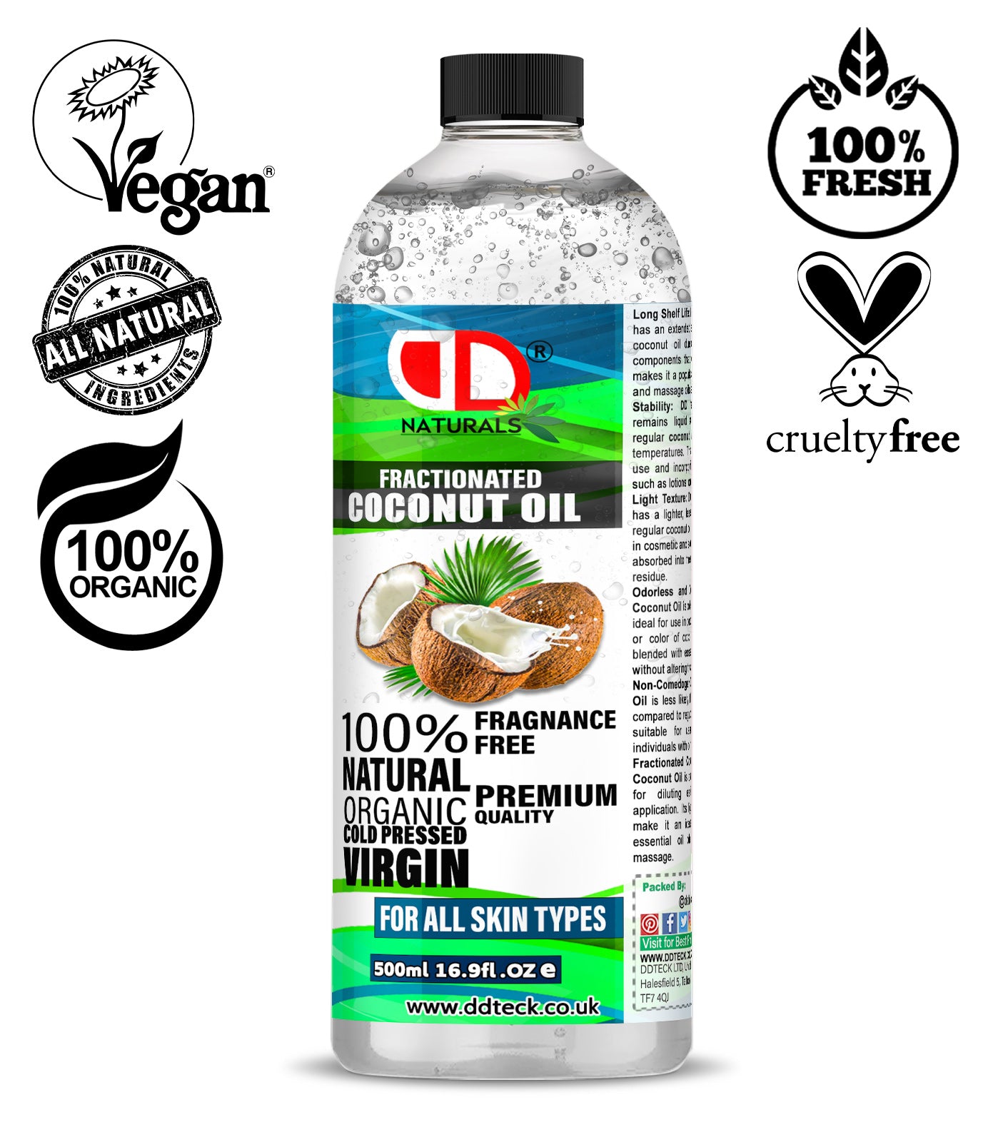 Fractionated Coconut Oil (FCO) | Lightweight Carrier Oil for Skin, Hair, Massage & Essential Oils