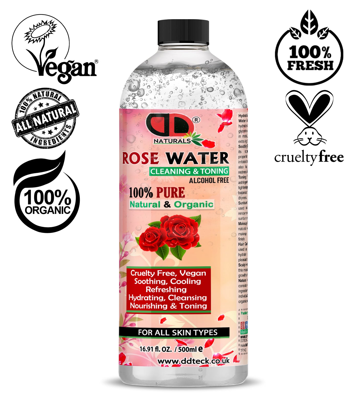 Rose Water Facial Toner Spray | 100% Pure Bulgarian Rose Hydrolat for Hydrated, Glowing Skin