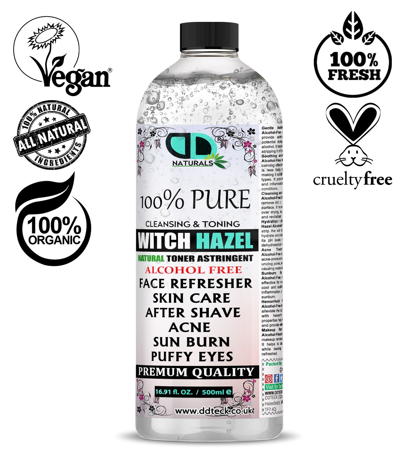 Witch Hazel Alcohol-Free Toner | Gentle, Natural Skin Toning for Sensitive & Acne-Prone Skin