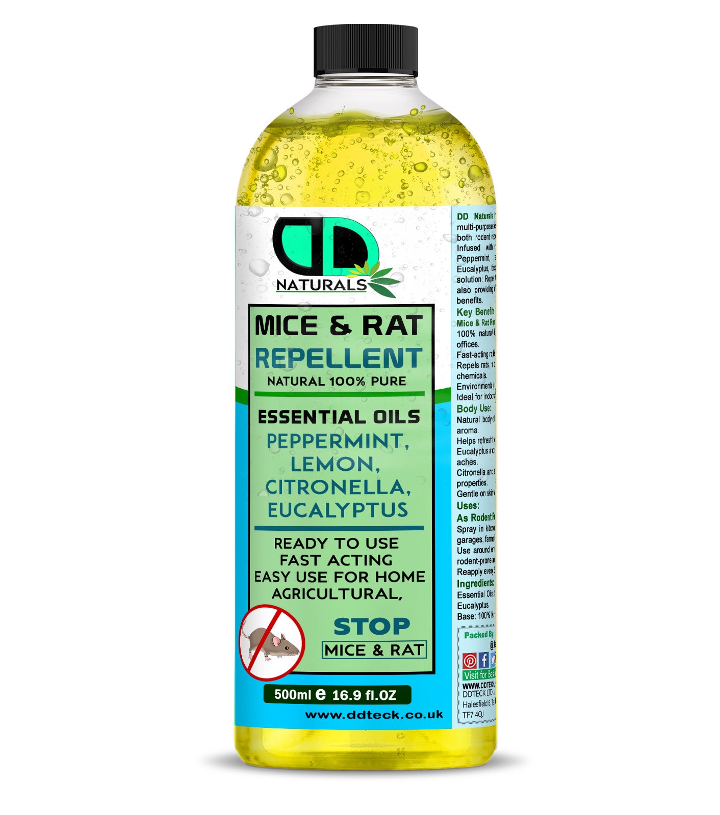 Mice & Rat Repellent Spray | Natural Essential Oil Rodent Deterrent | Peppermint, Lemon, Citronella & Eucalyptus