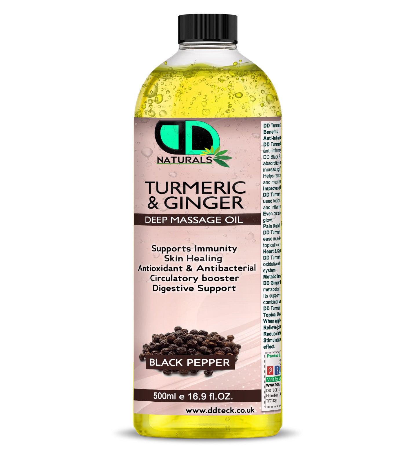 Turmeric & Ginger Deep Massage Oil – Anti-Inflammatory & Immune Support Black Pepper